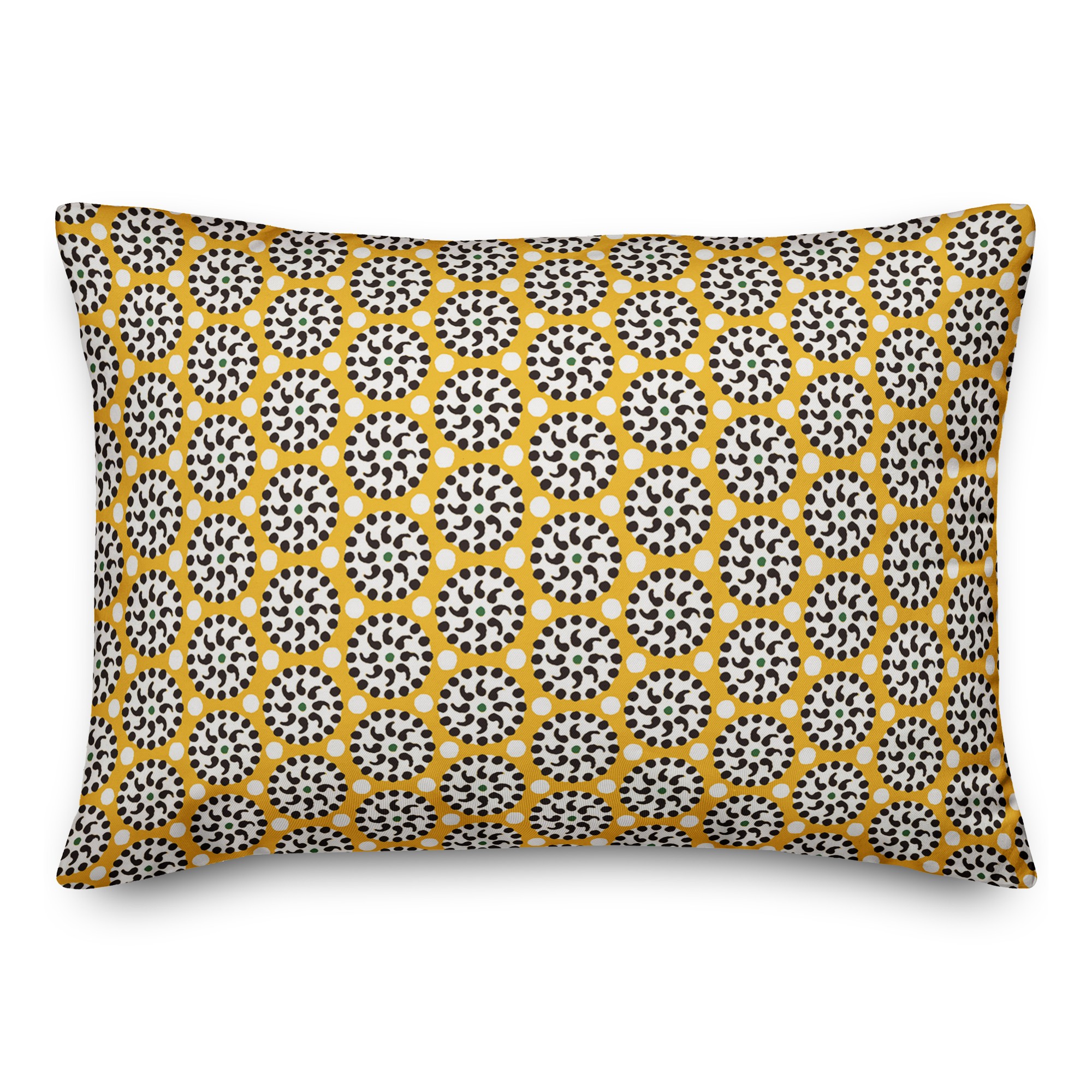 Boho Polka Dots in Yellow 14x20 Spun Poly Pillow