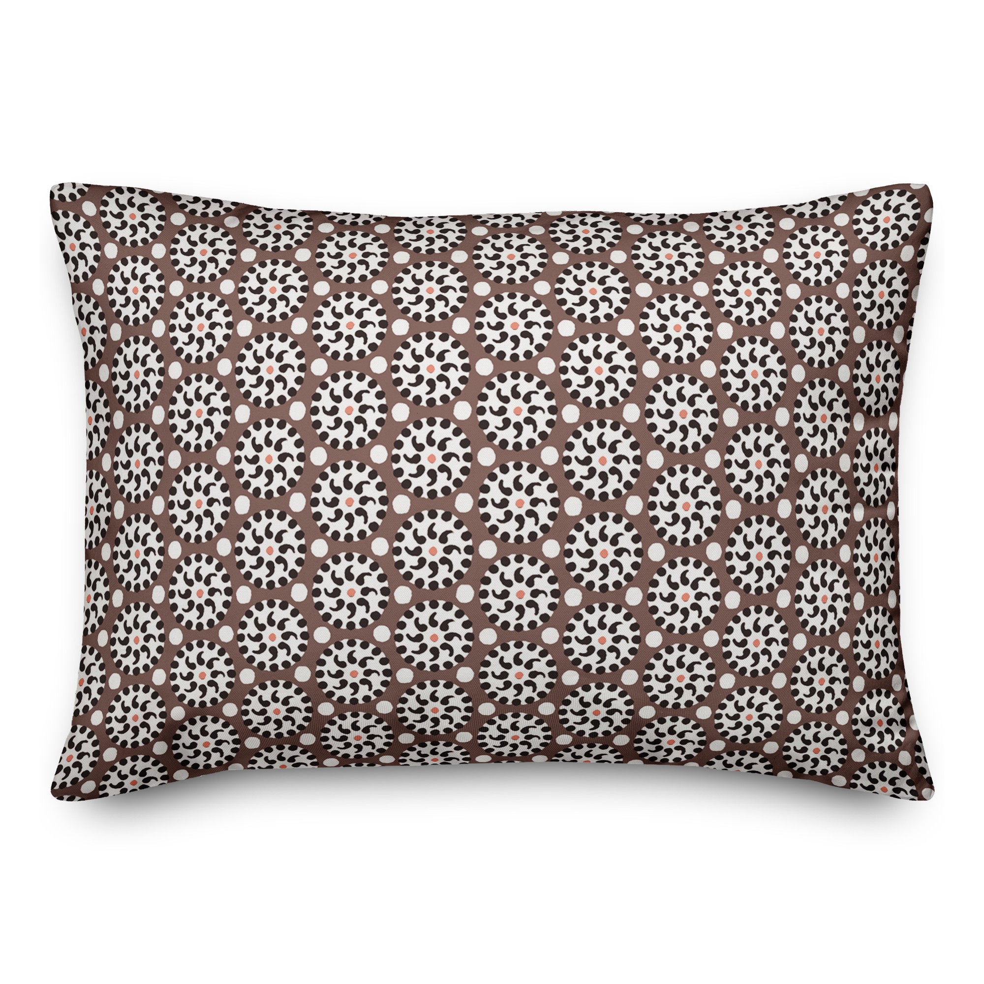 Boho Polka Dots in Brown 14x20 Spun Poly Pillow