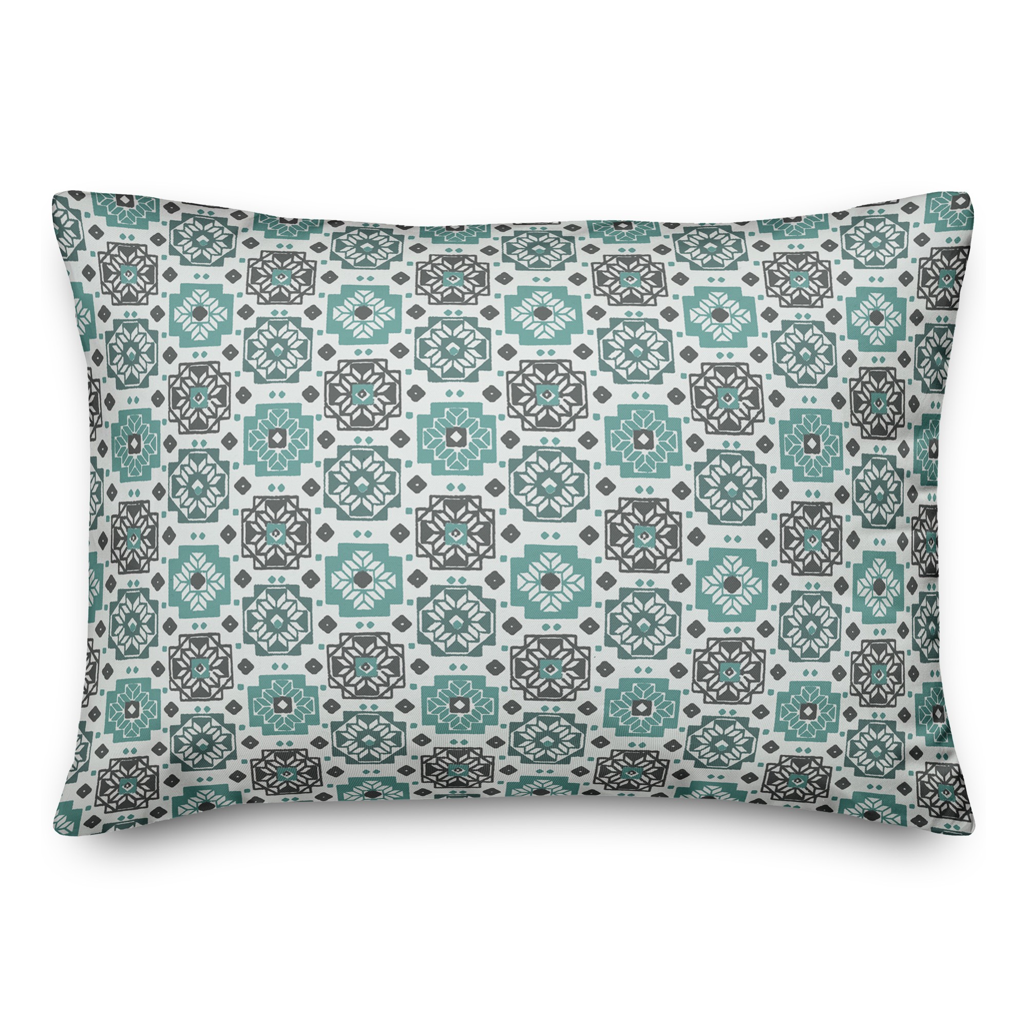 Square Flowers in Blue 14x20 Spun Poly Pillow