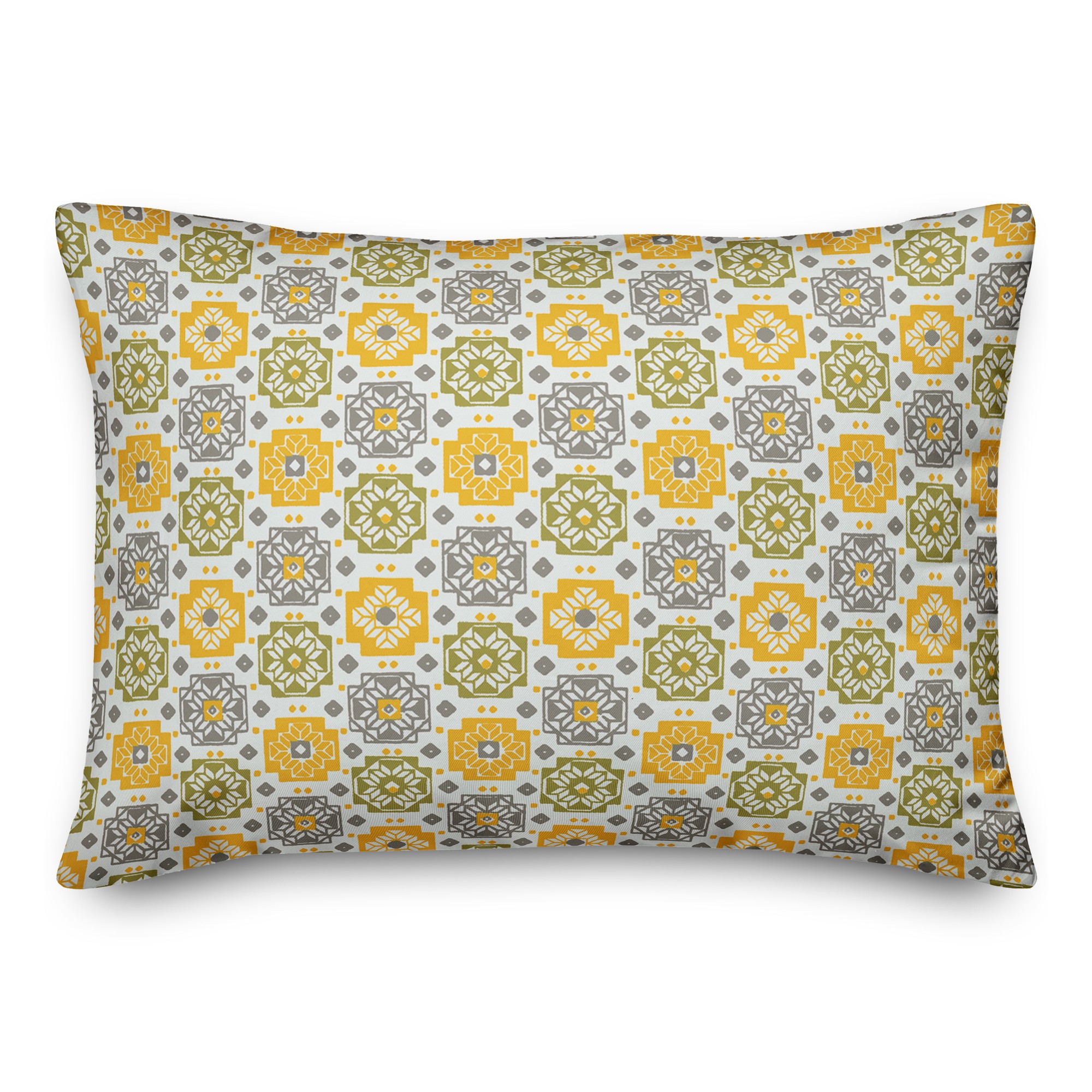 Square Flowers in Yellow 14x20 Spun Poly Pillow