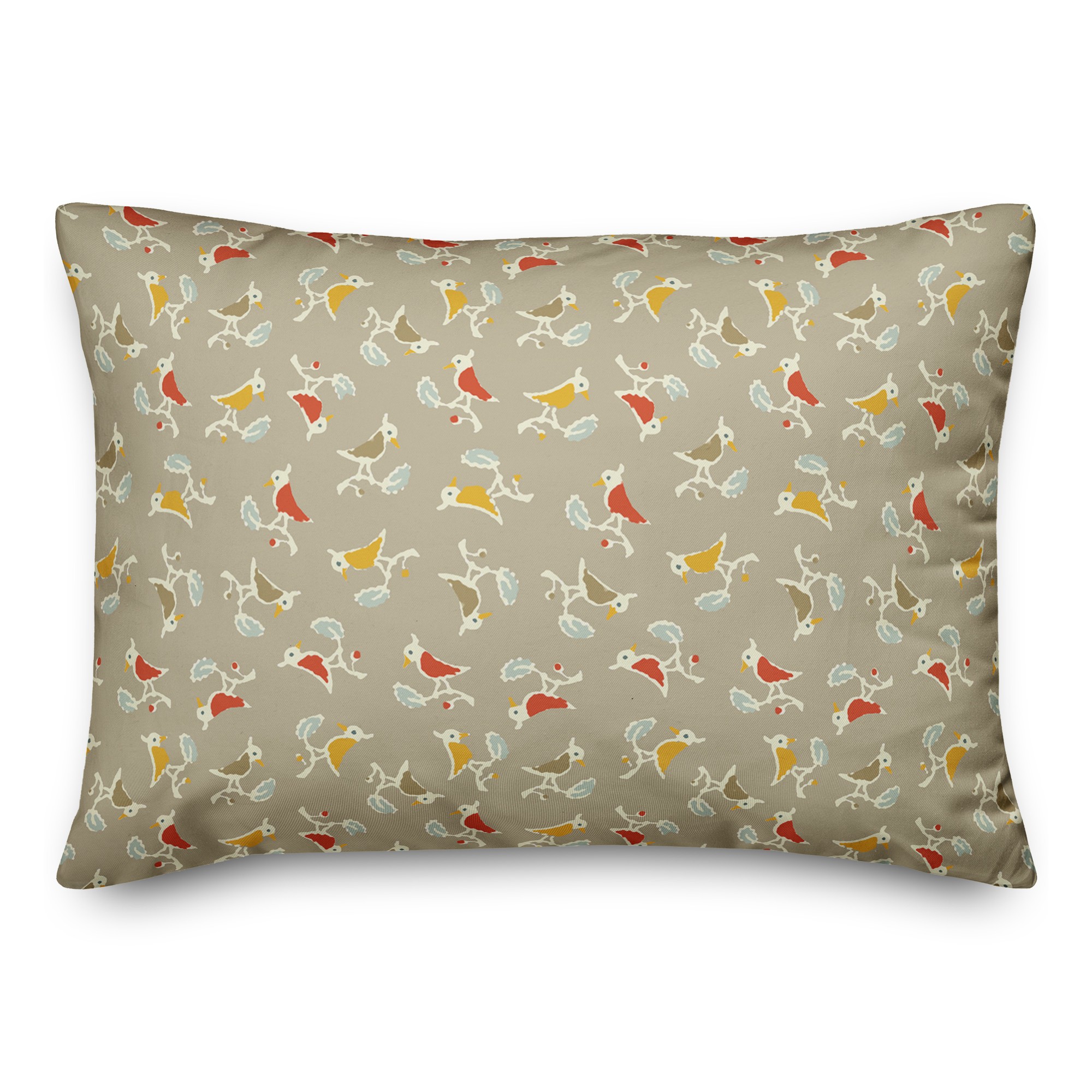 Songbird Pattern in Tan 14x20 Spun Poly Pillow