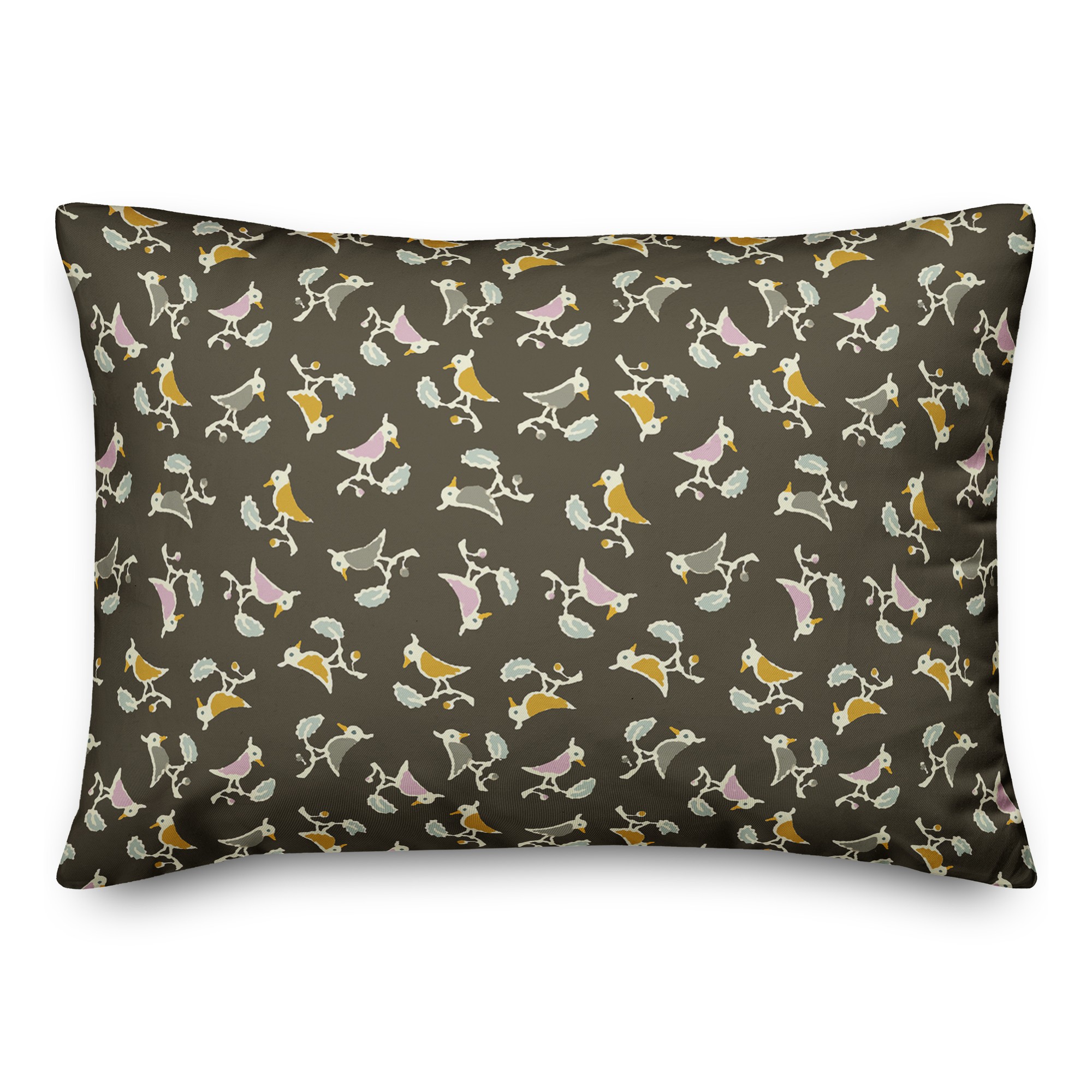 Songbird Pattern in Brown 14x20 Spun Poly Pillow