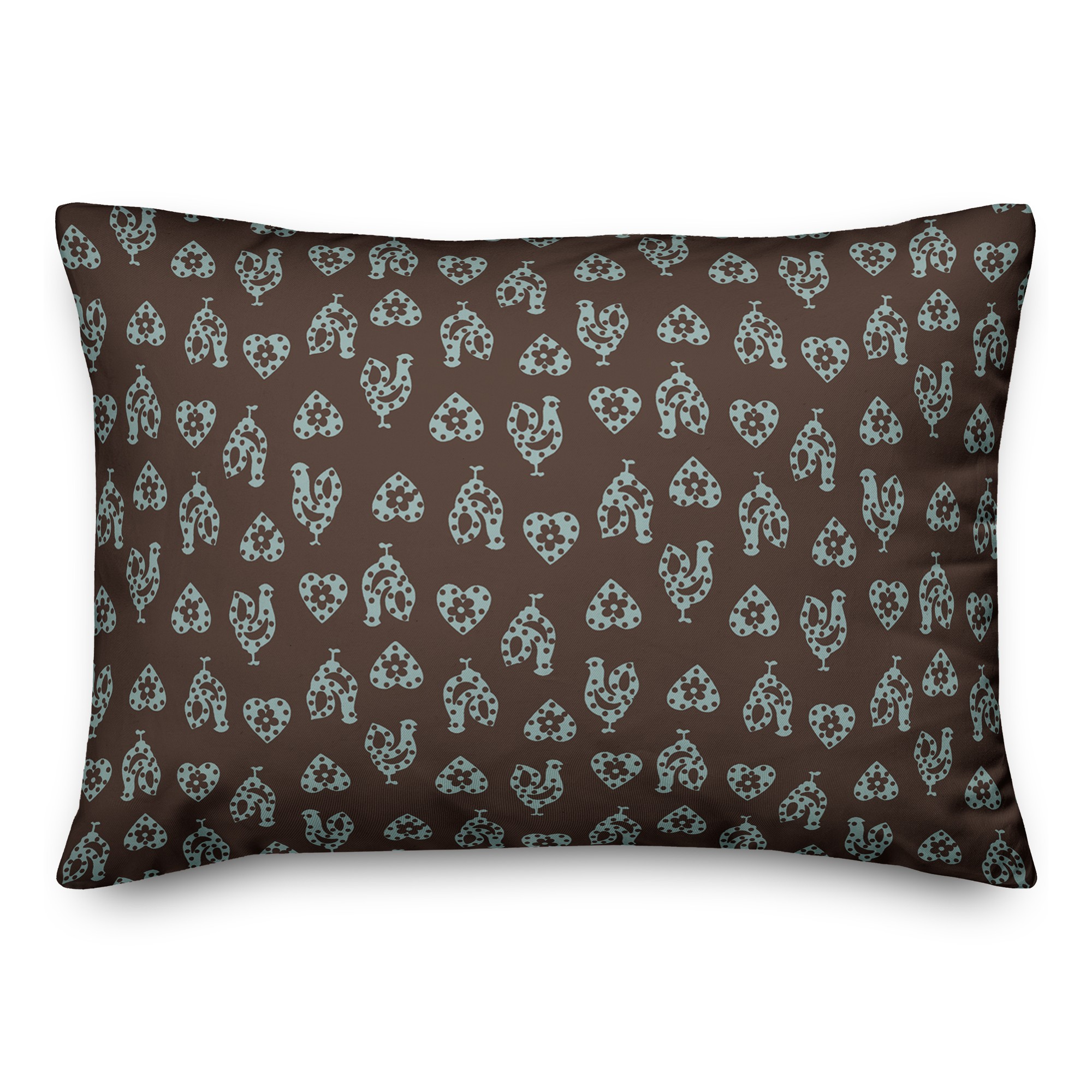 Gray Rooster Pattern 14x20 Spun Poly Pillow