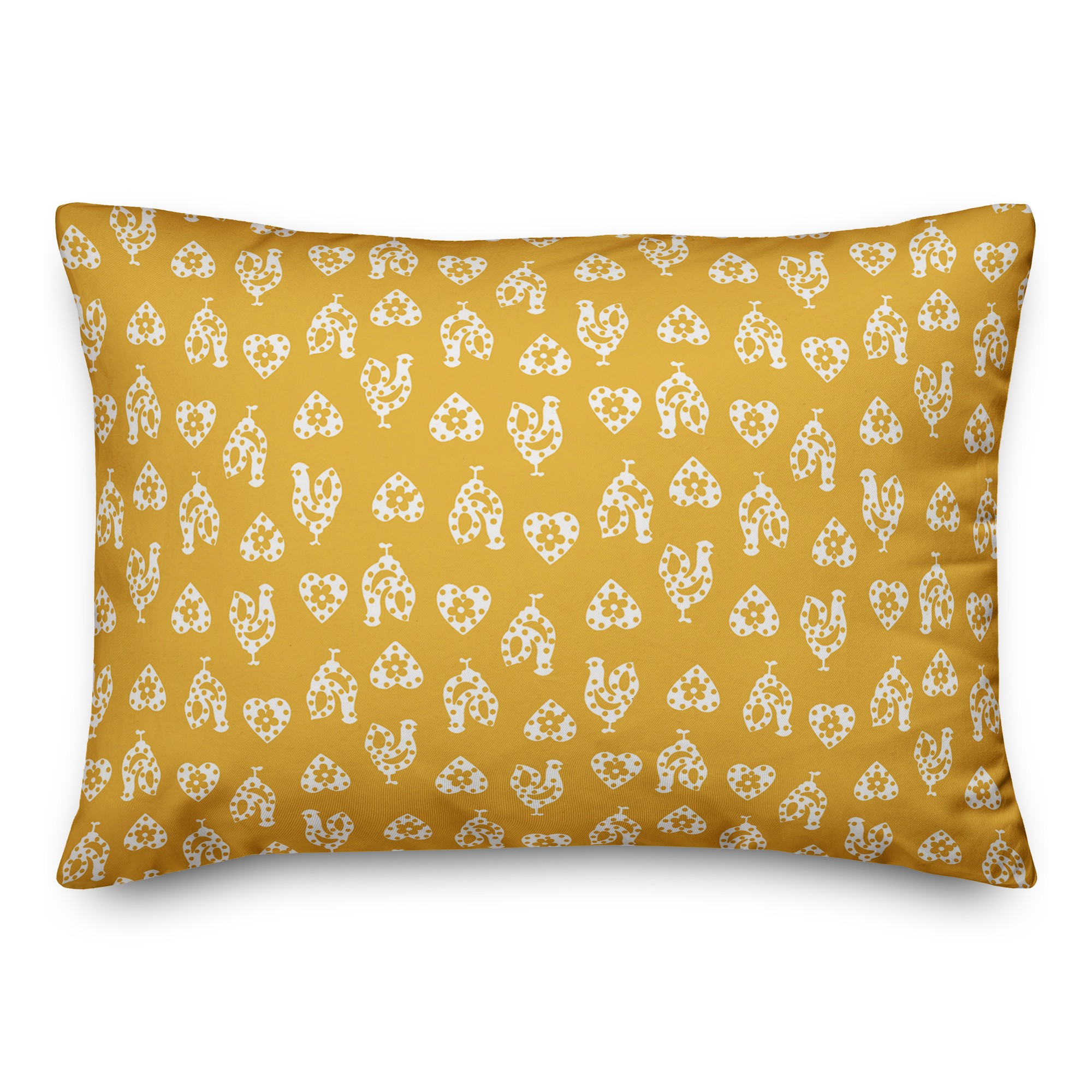Yellow Rooster Pattern 14x20 Spun Poly Pillow