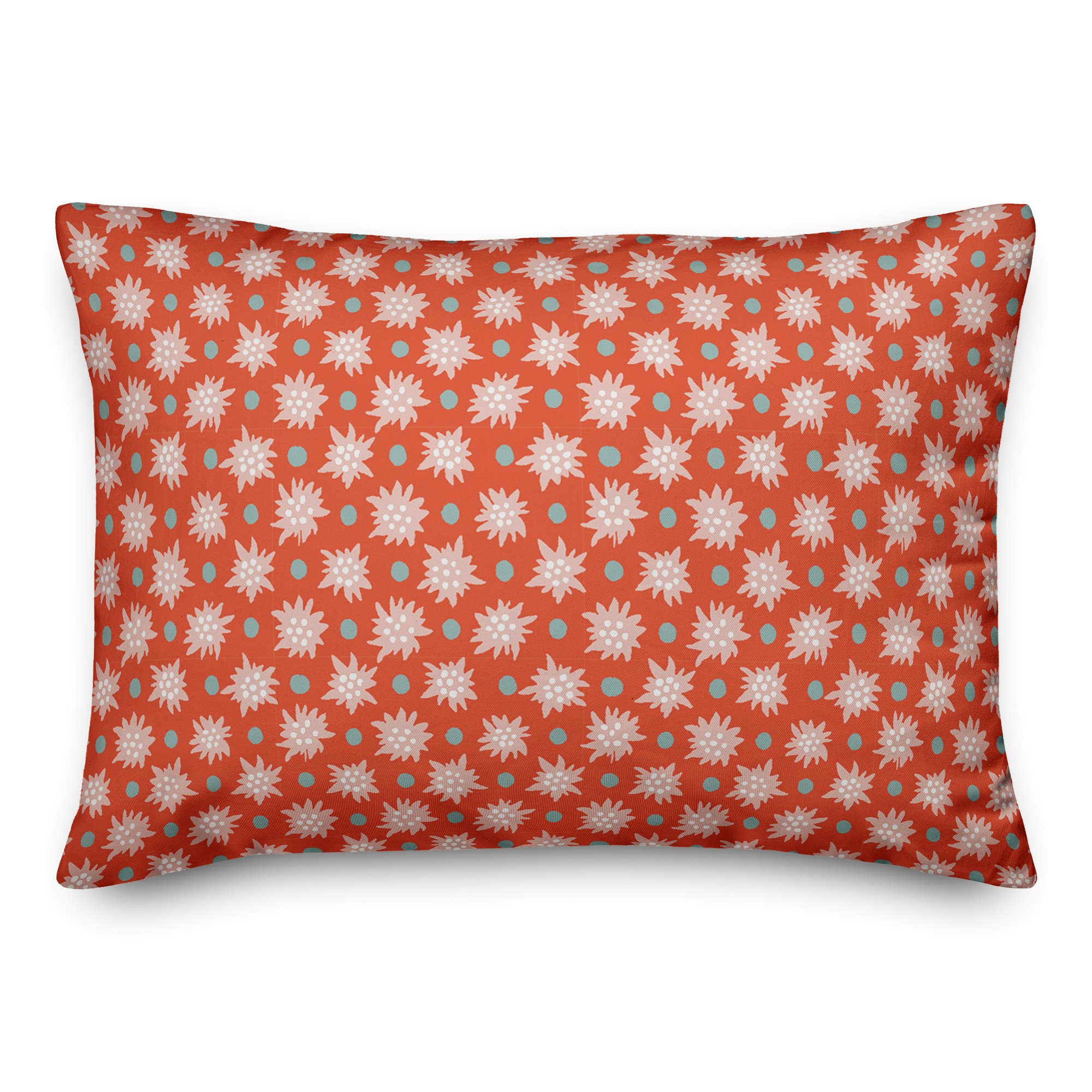 Abstract Snowflake Pattern in Red 14x20 Spun Poly Pillow