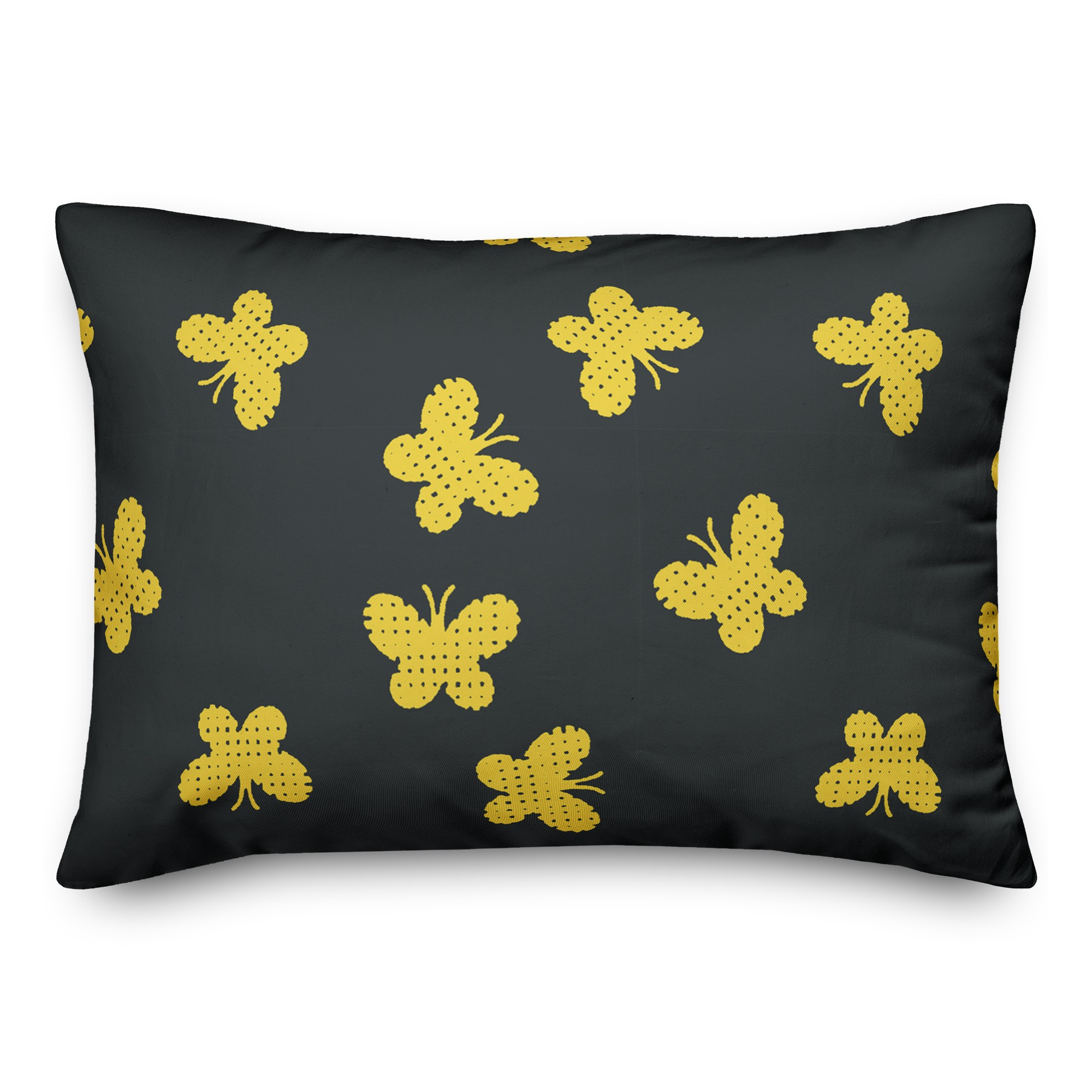 Butterfly Pattern in Yellow 14x20 Spun Poly Pillow