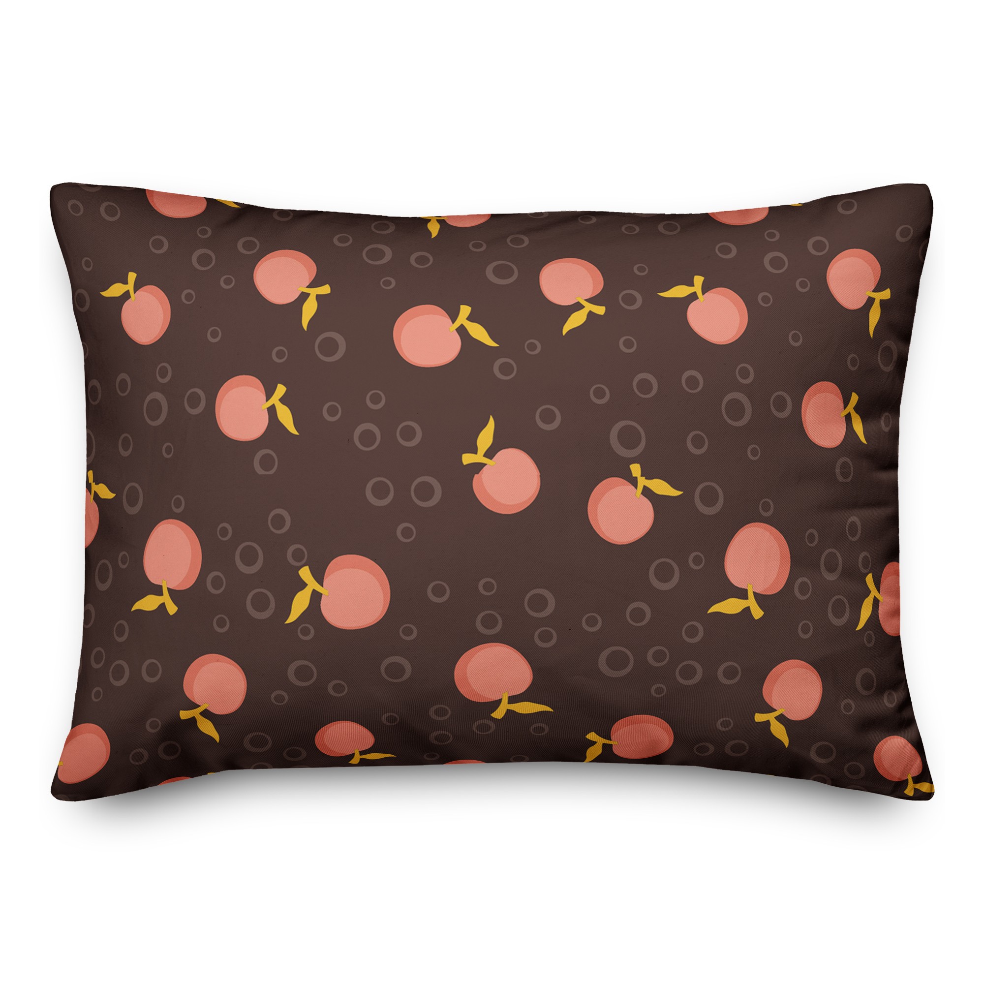 Whimsical Cherry Pattern in Peach 14x20 Spun Poly Pillow