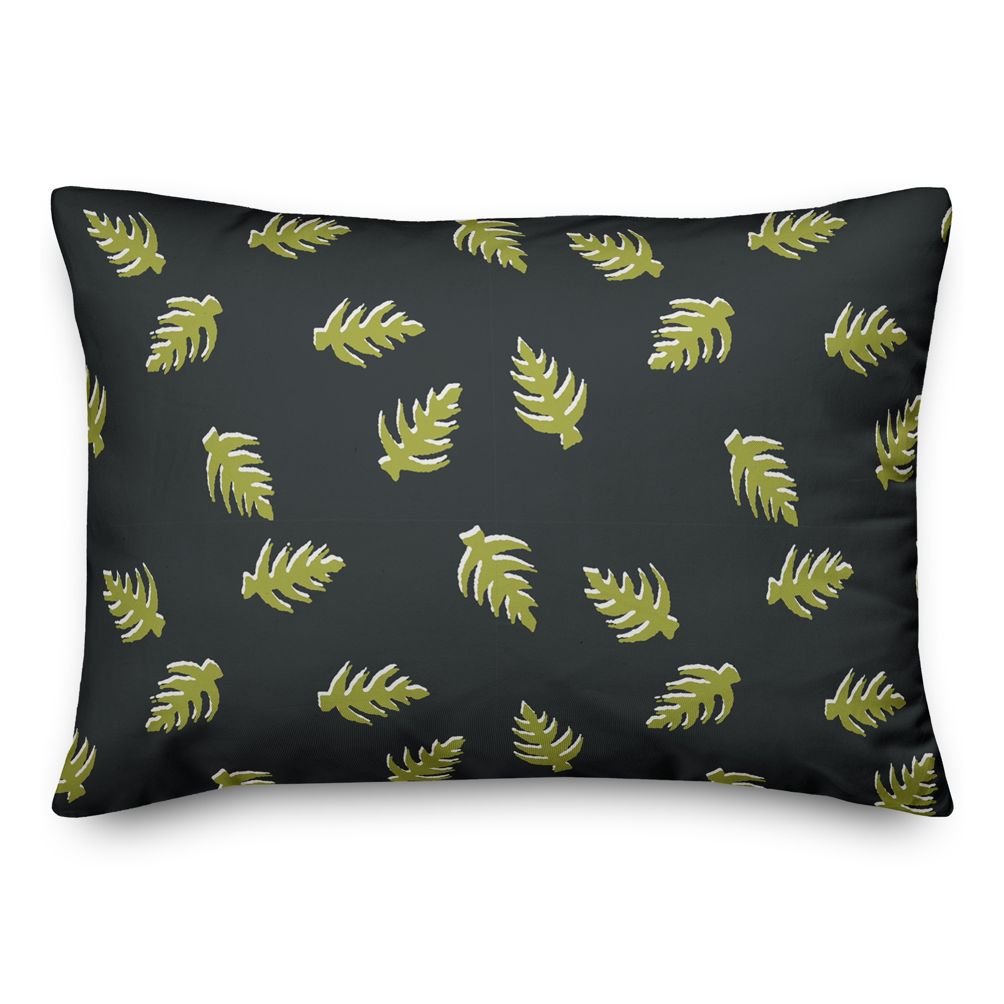 Palm Pattern in Green and Black 14x20 Spun Poly Pillow