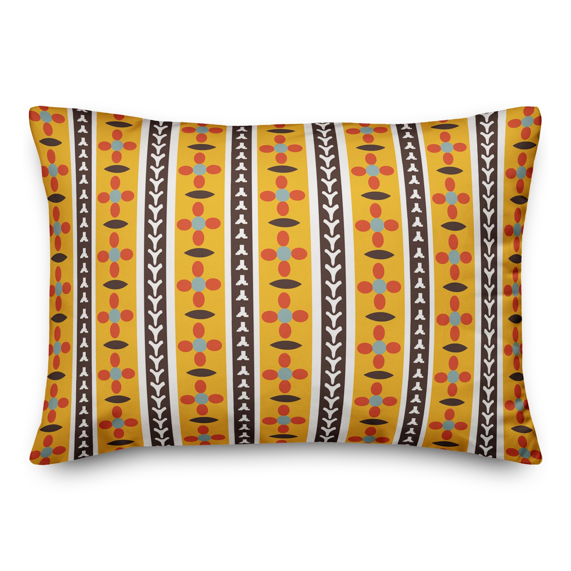 Folk Flower Pattern in Yellow 14x20 Spun Poly Pillow
