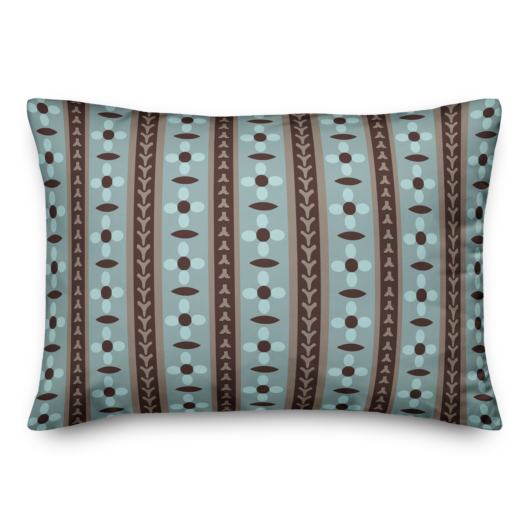 Folk Flower Pattern in Blue 14x20 Spun Poly Pillow