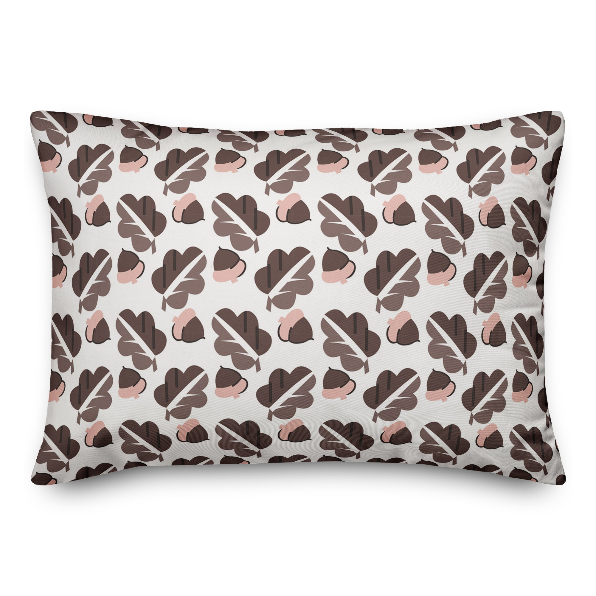 Acorns and Leaves Pattern in Brown 14x20 Spun Poly Pillow