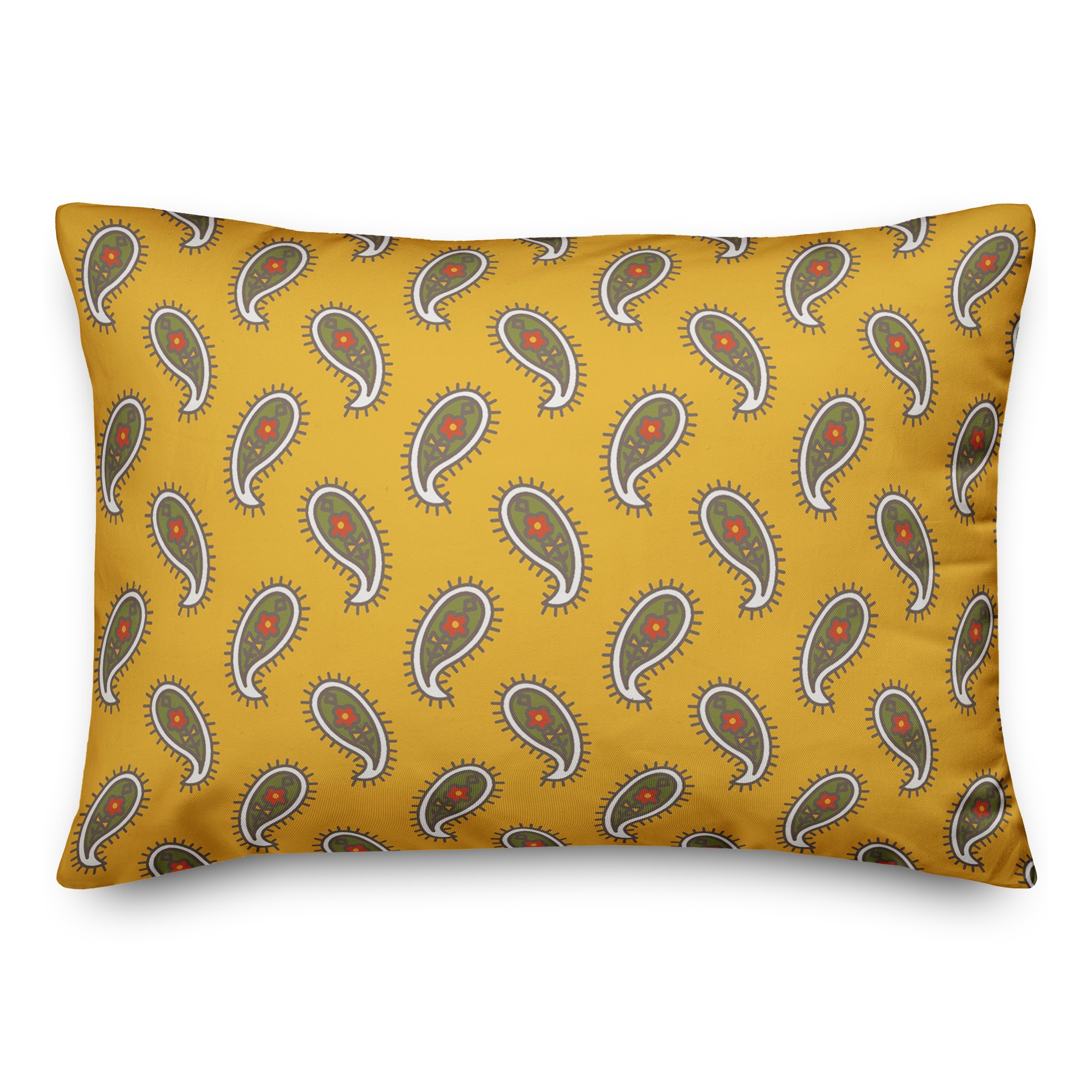 Paisley Pattern in Yellow 14x20 Spun Poly Pillow