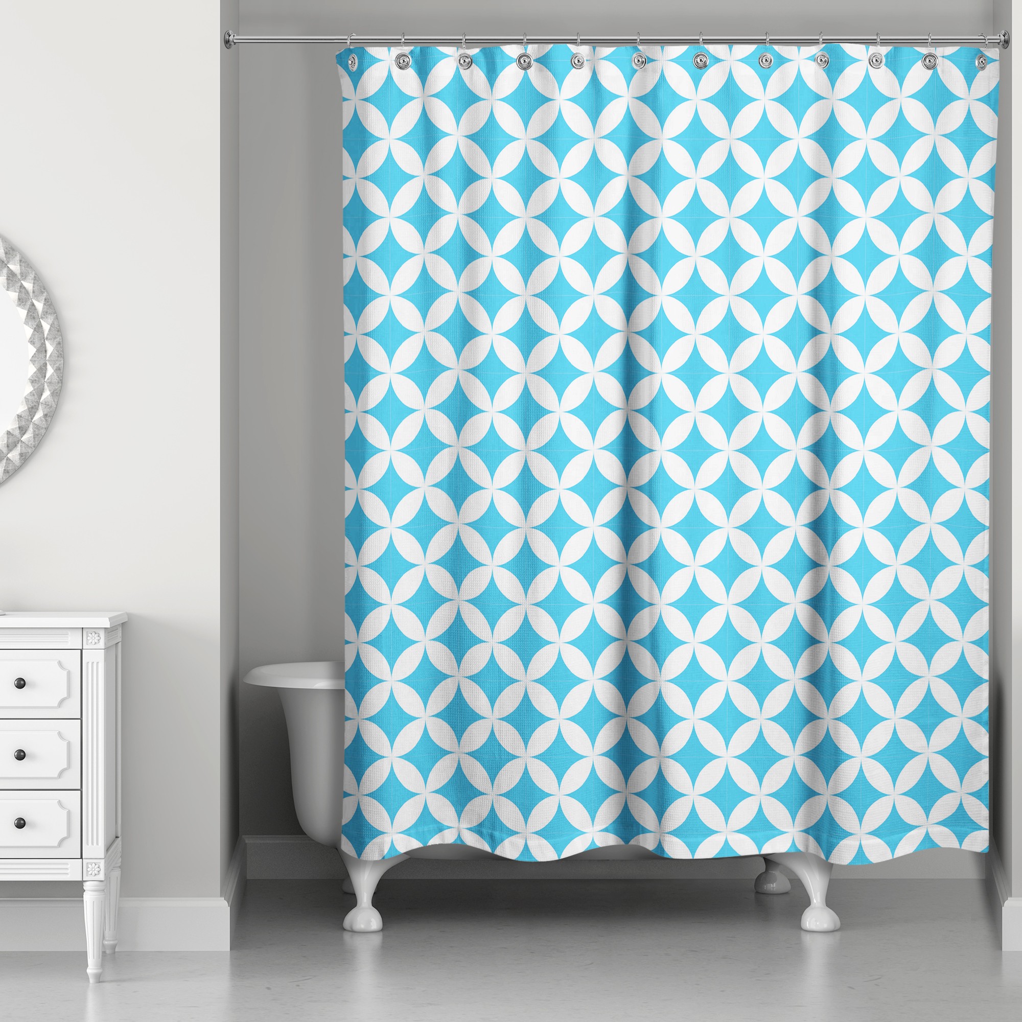Blue Diamond Pattern 71x74 Shower Curtain