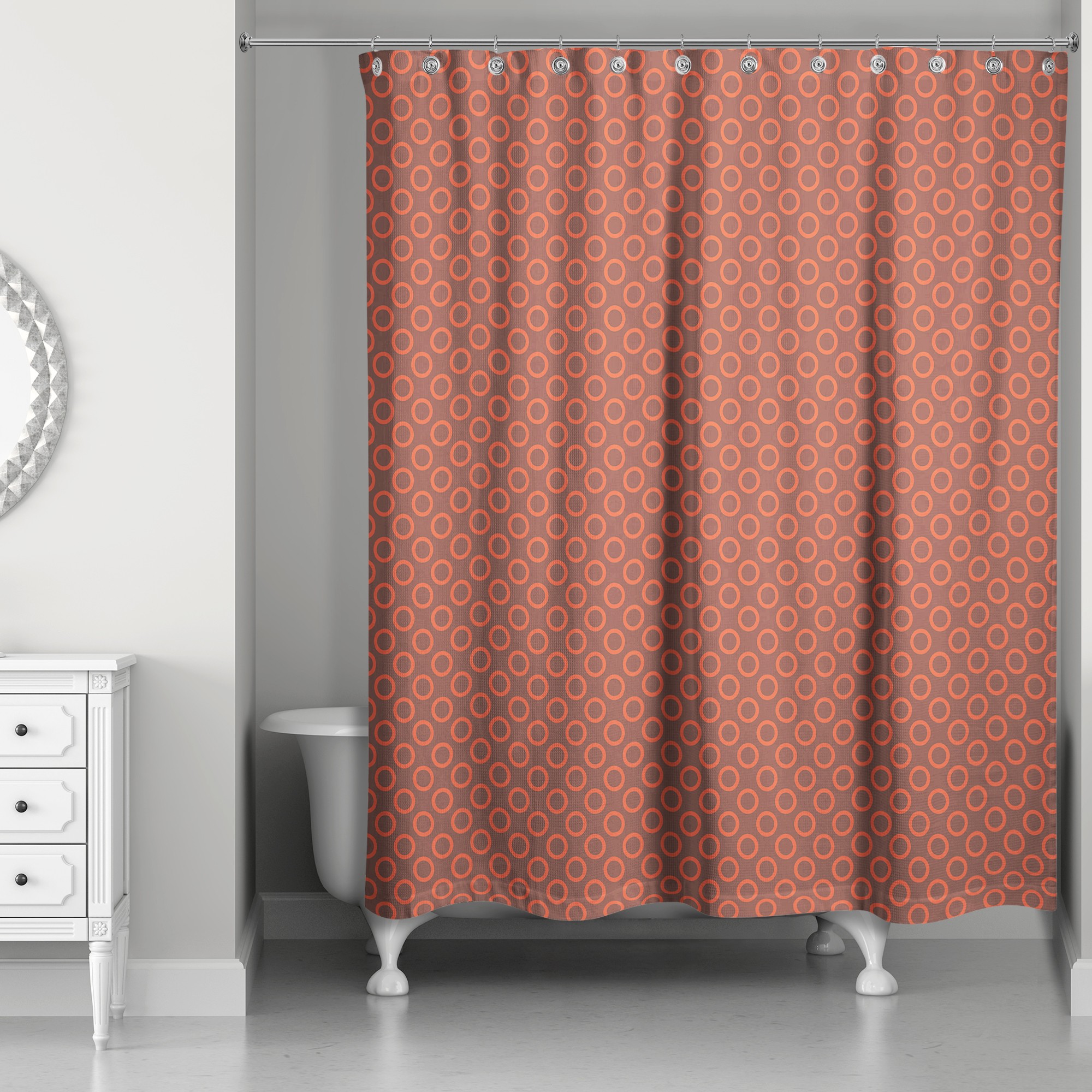 Circle Pattern in Red 71x74 Shower Curtain