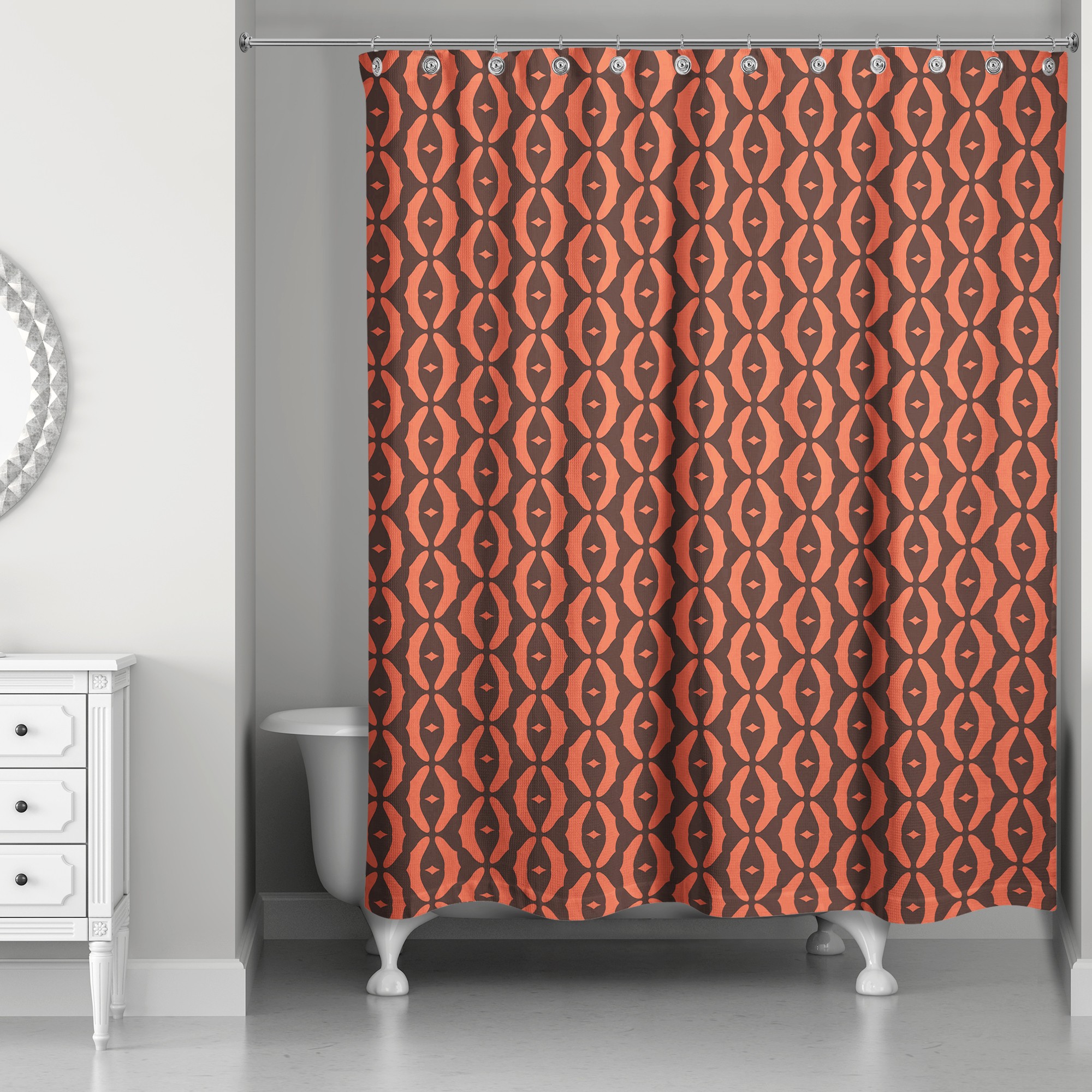 Oval Pattern in Red 71x74 Shower Curtain