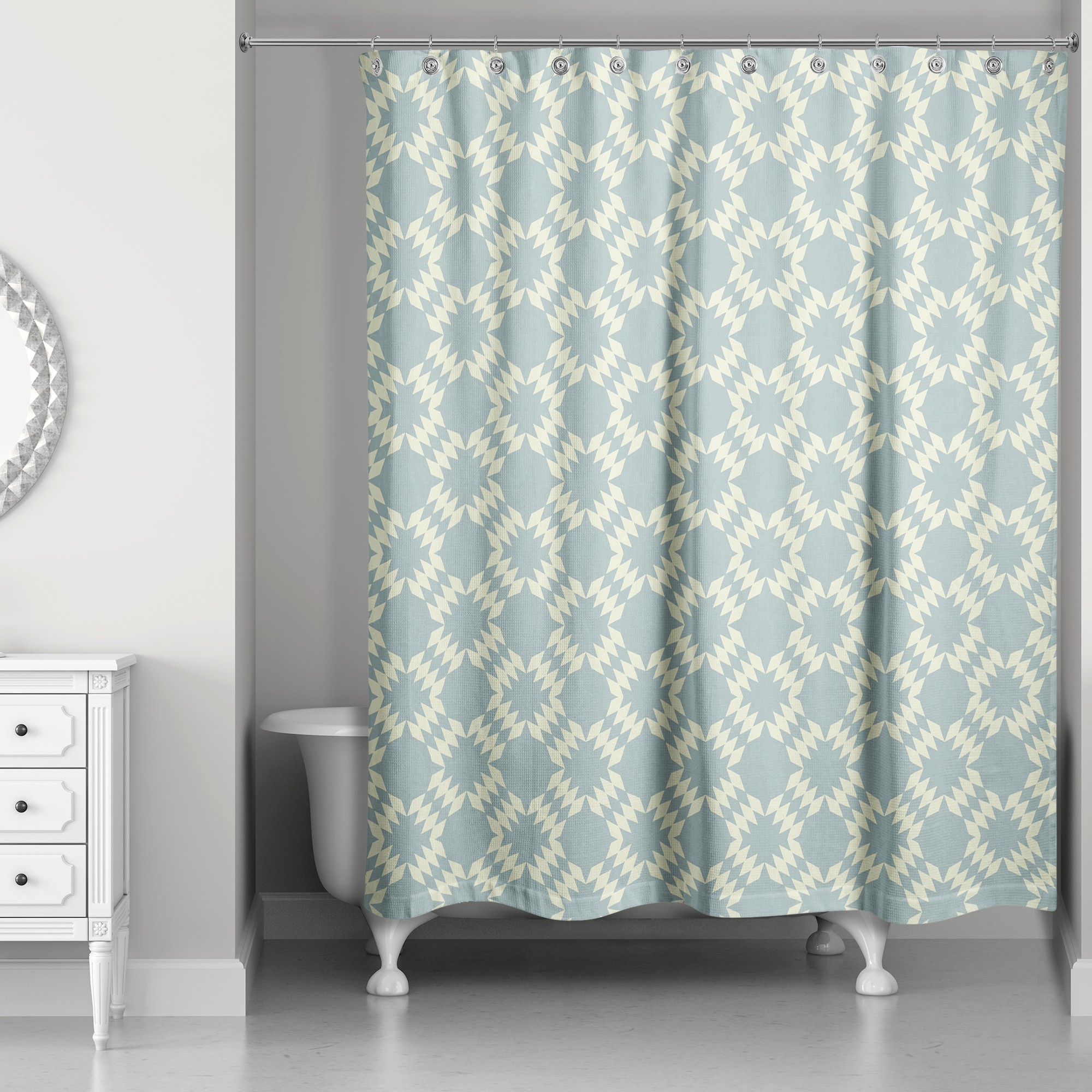 Folk Southwestern Pattern in Blue 71x74 Shower Curtain