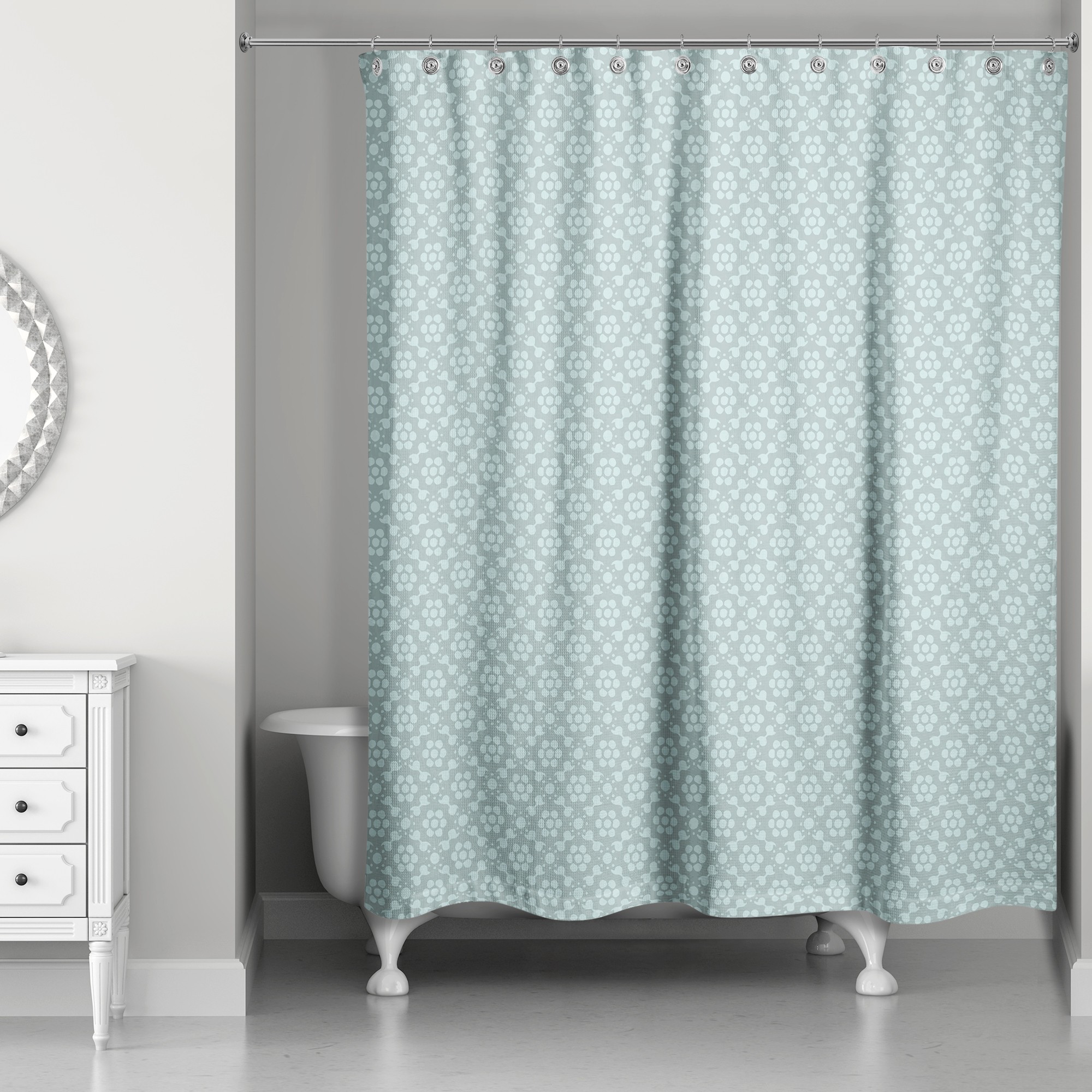 Blue Floral Pattern 71x74 Shower Curtain
