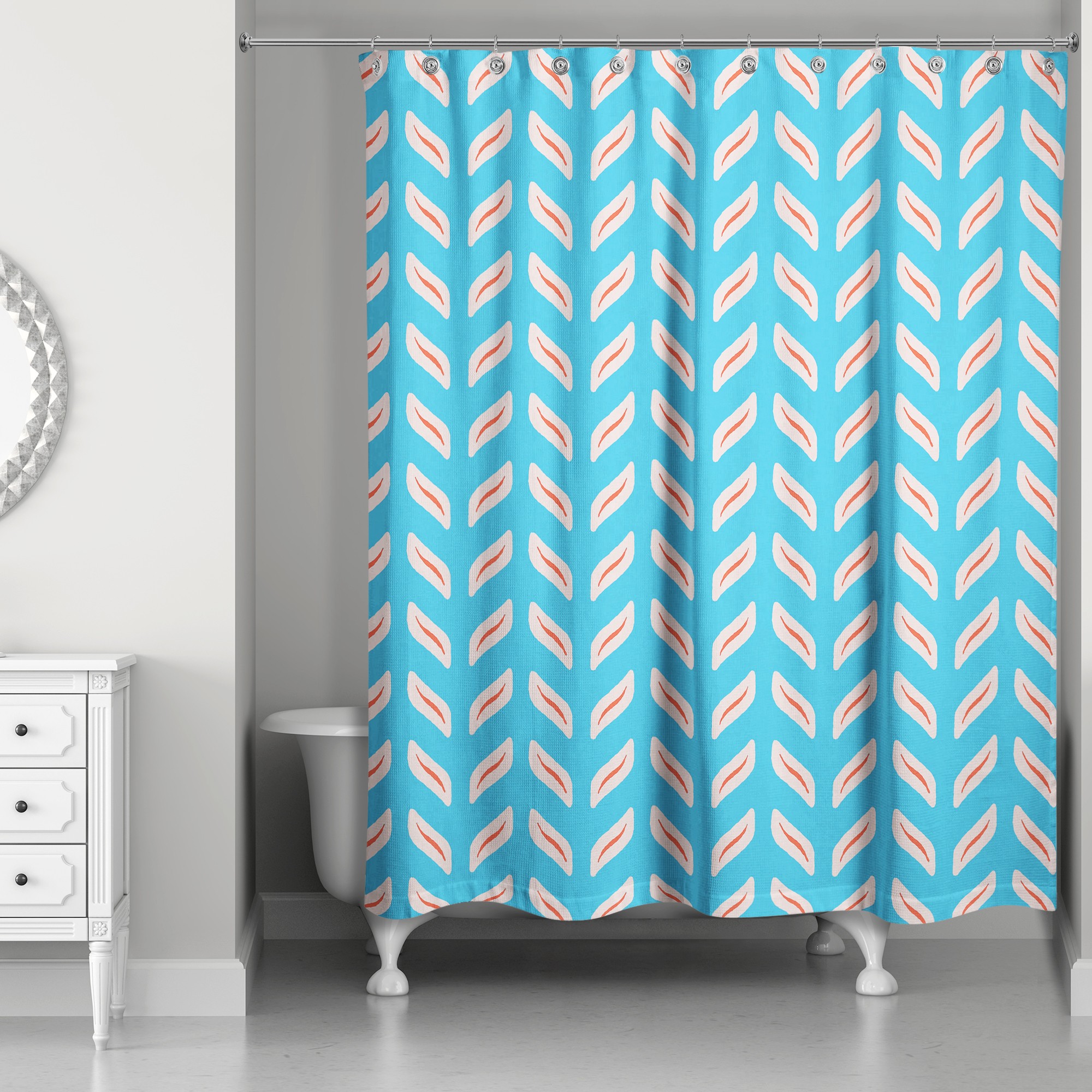 Tire Track Pattern in Blue 71x74 Shower Curtain