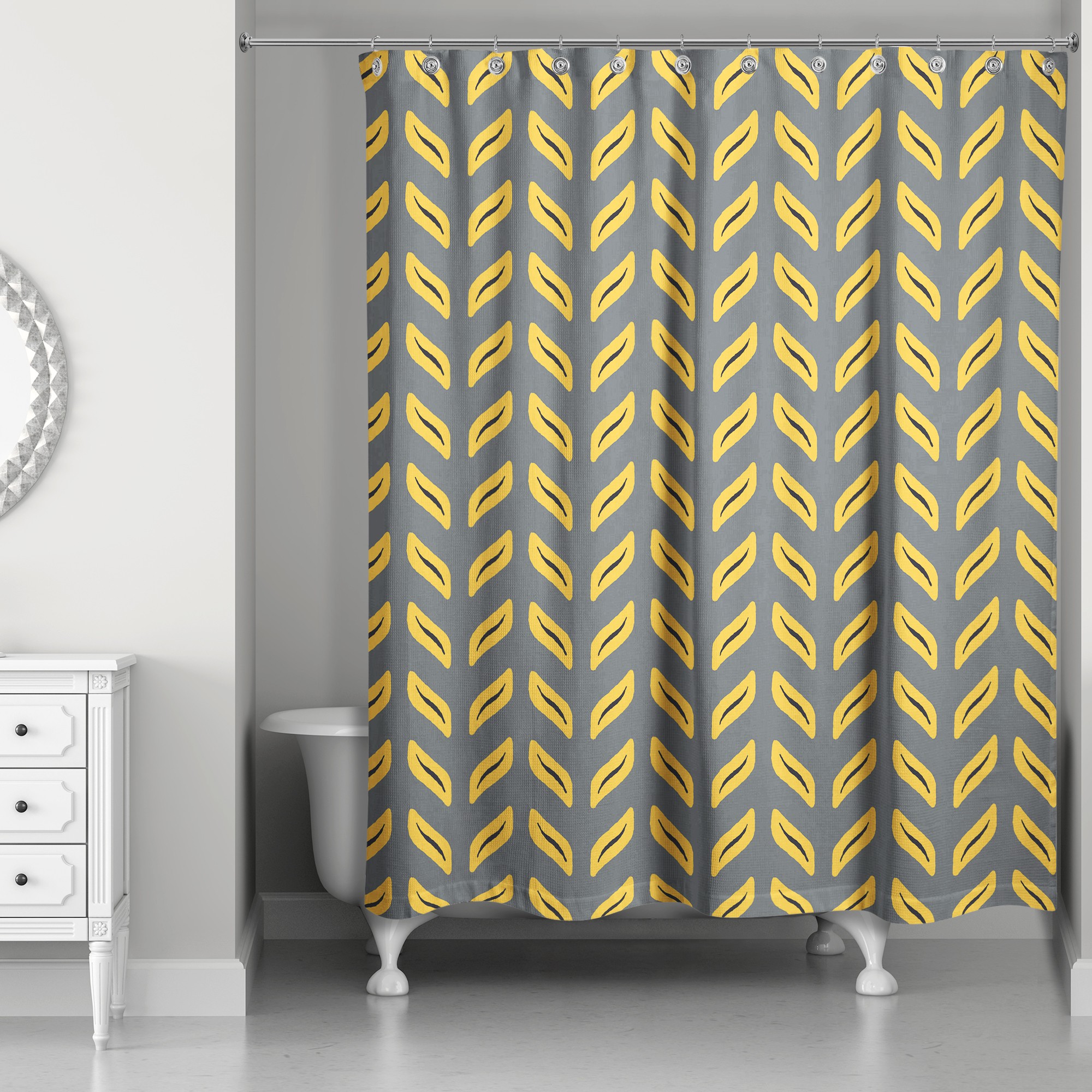 Tire Track Pattern in Yellow 71x74 Shower Curtain