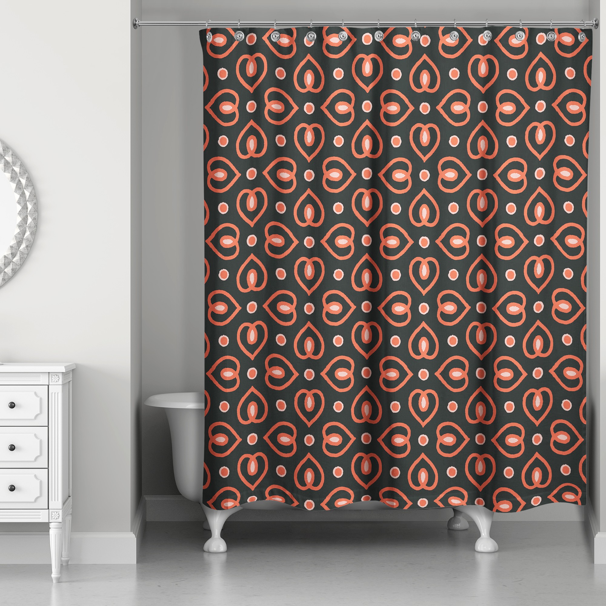 Heart Pattern in Red 71x74 Shower Curtain