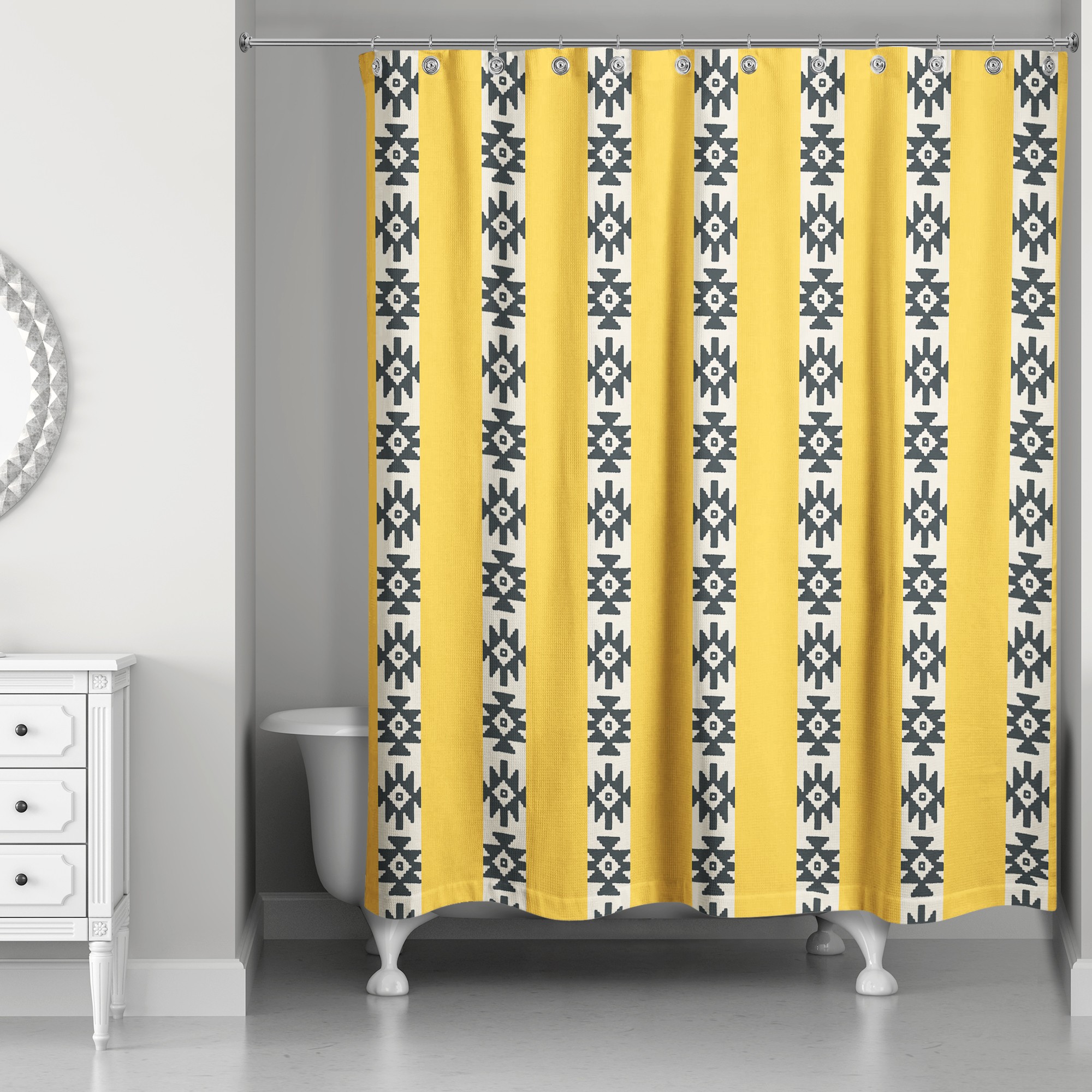 Southwestern Pattern in Yellow 71x74 Shower Curtain