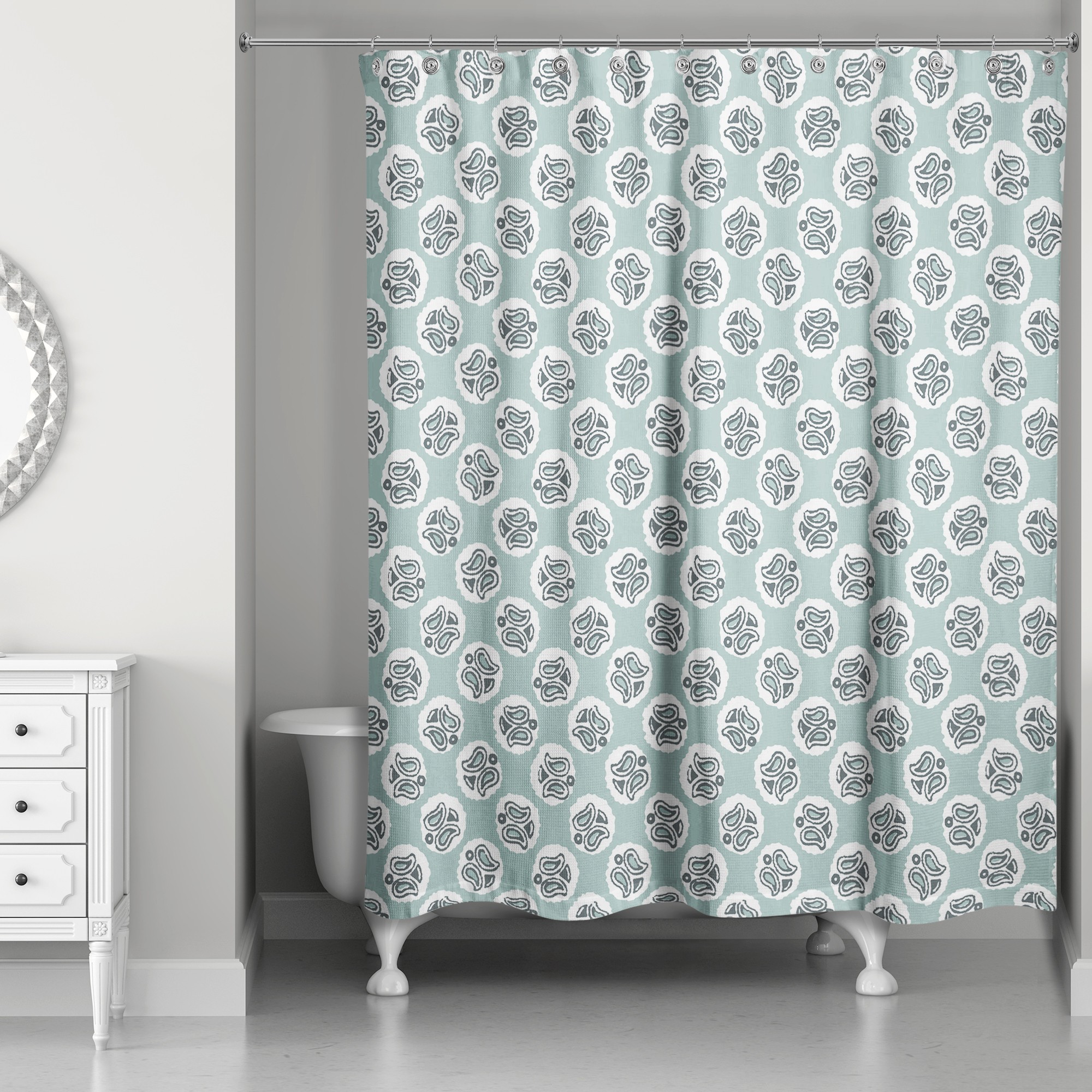 Guardian Angel Pattern in Blue 71x74 Shower Curtain
