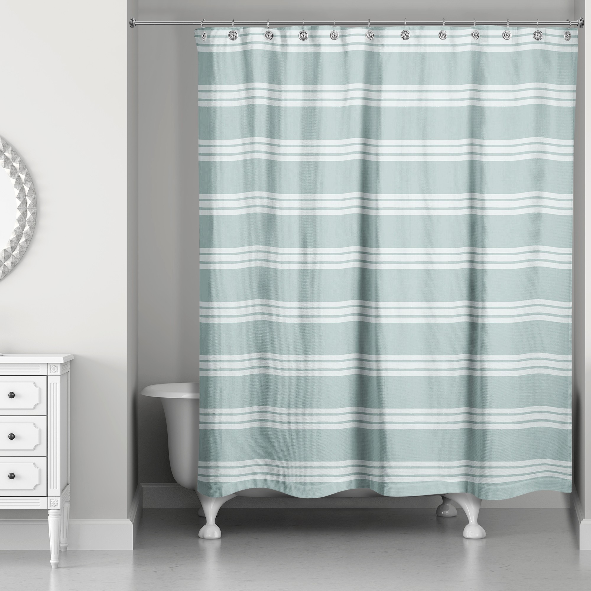 Blue Stripes 71x74 Shower Curtain