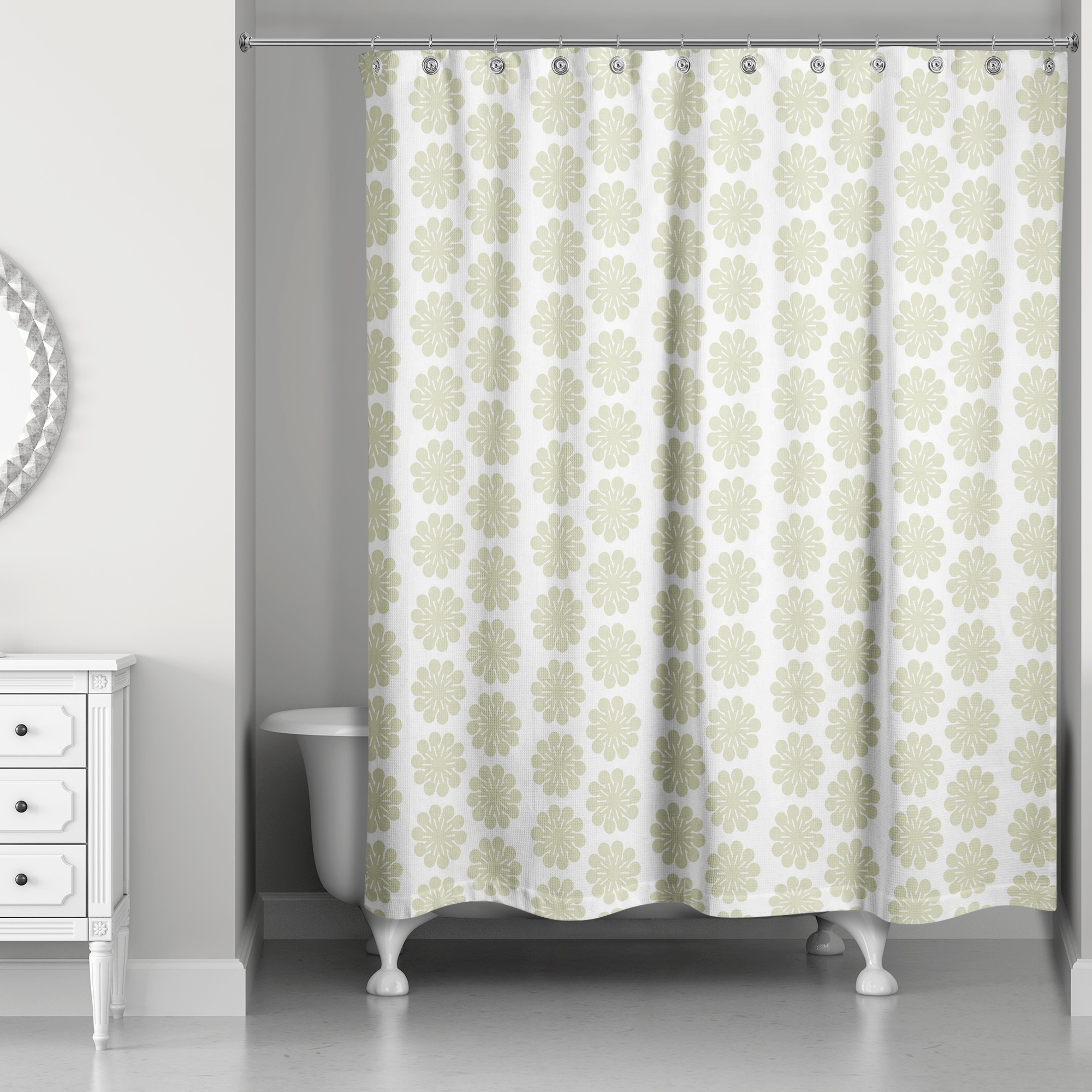 Tan Floral Pattern 71x74 Shower Curtain