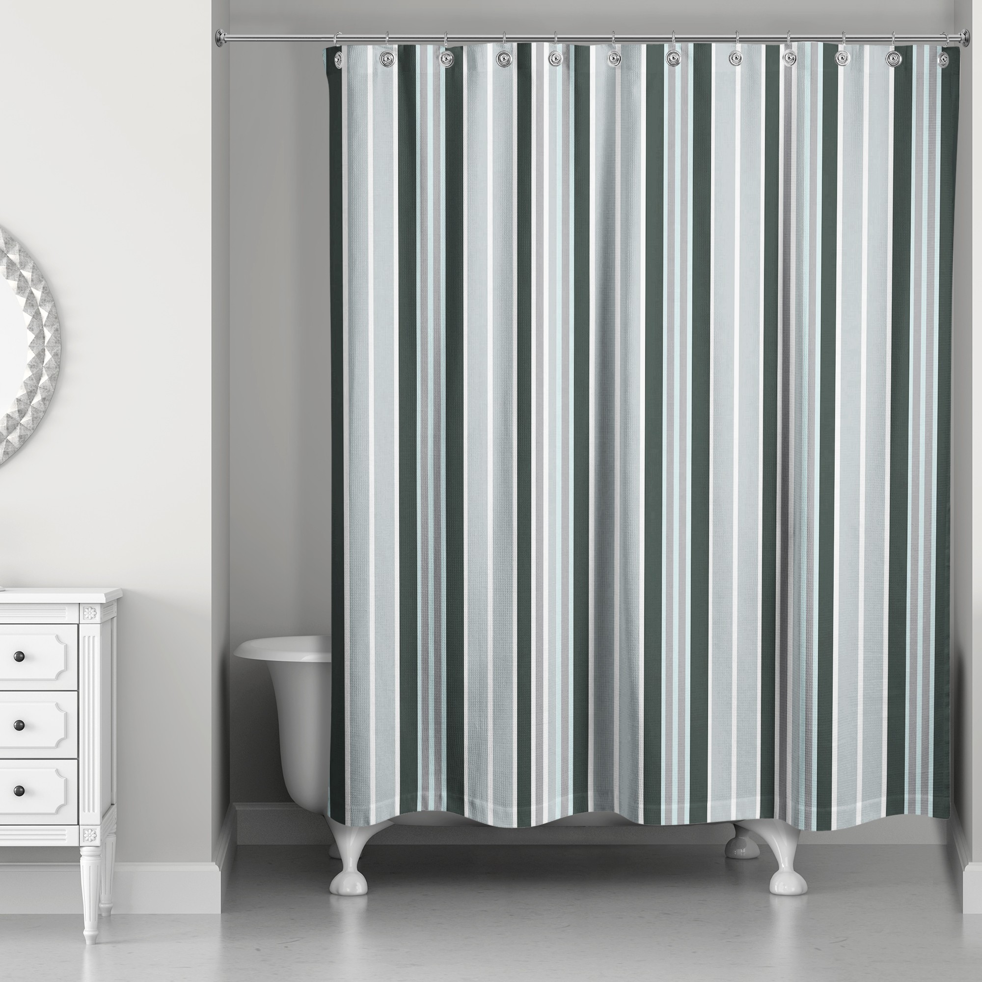 Blue Stripes 71x74 Shower Curtain