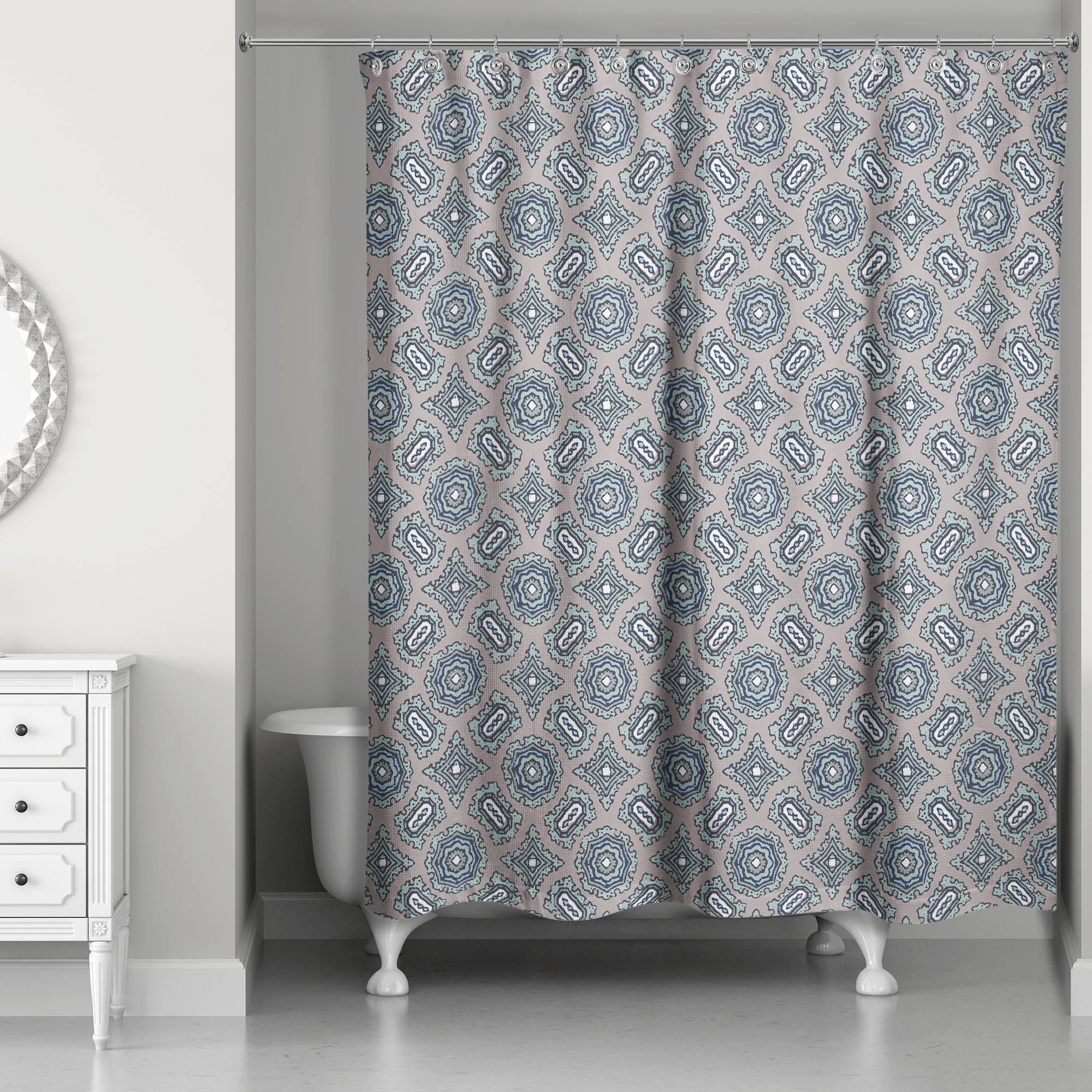 Mandala Pattern in Blue 71x74 Shower Curtain