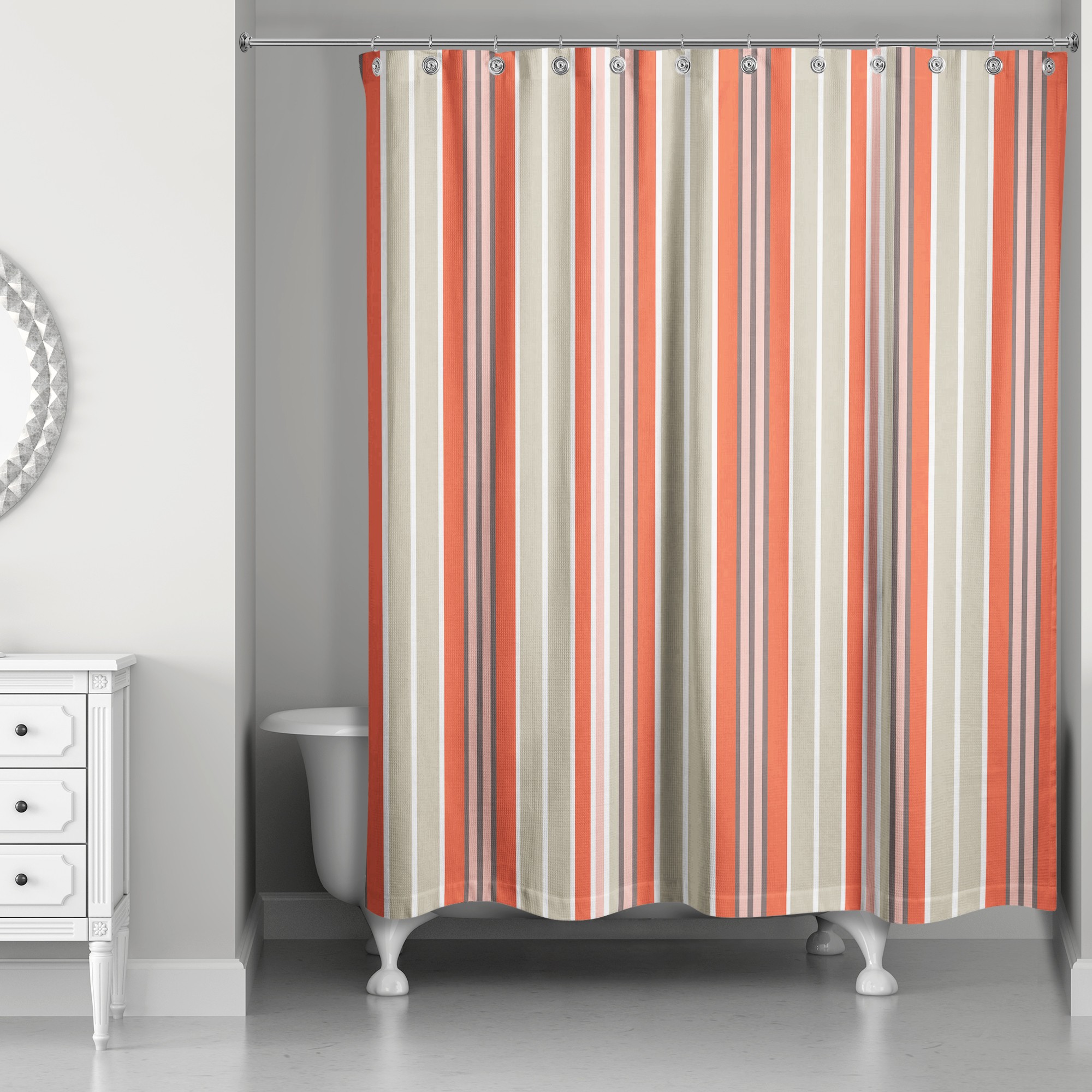Red Stripes 71x74 Shower Curtain