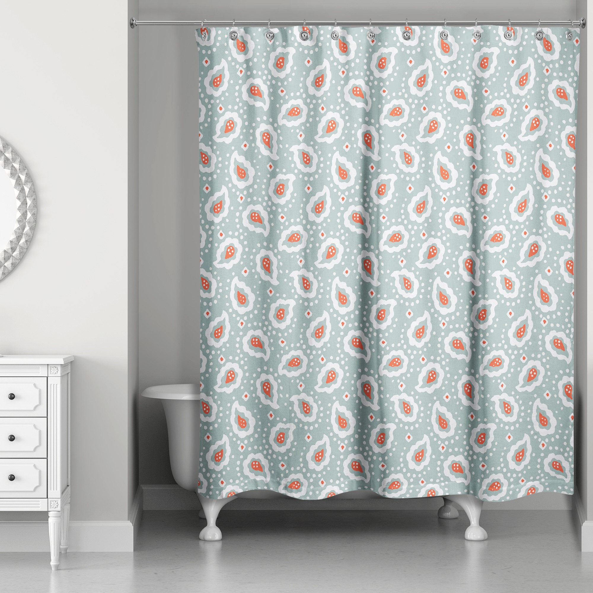 Paisley Pattern in Blue 71x74 Shower Curtain