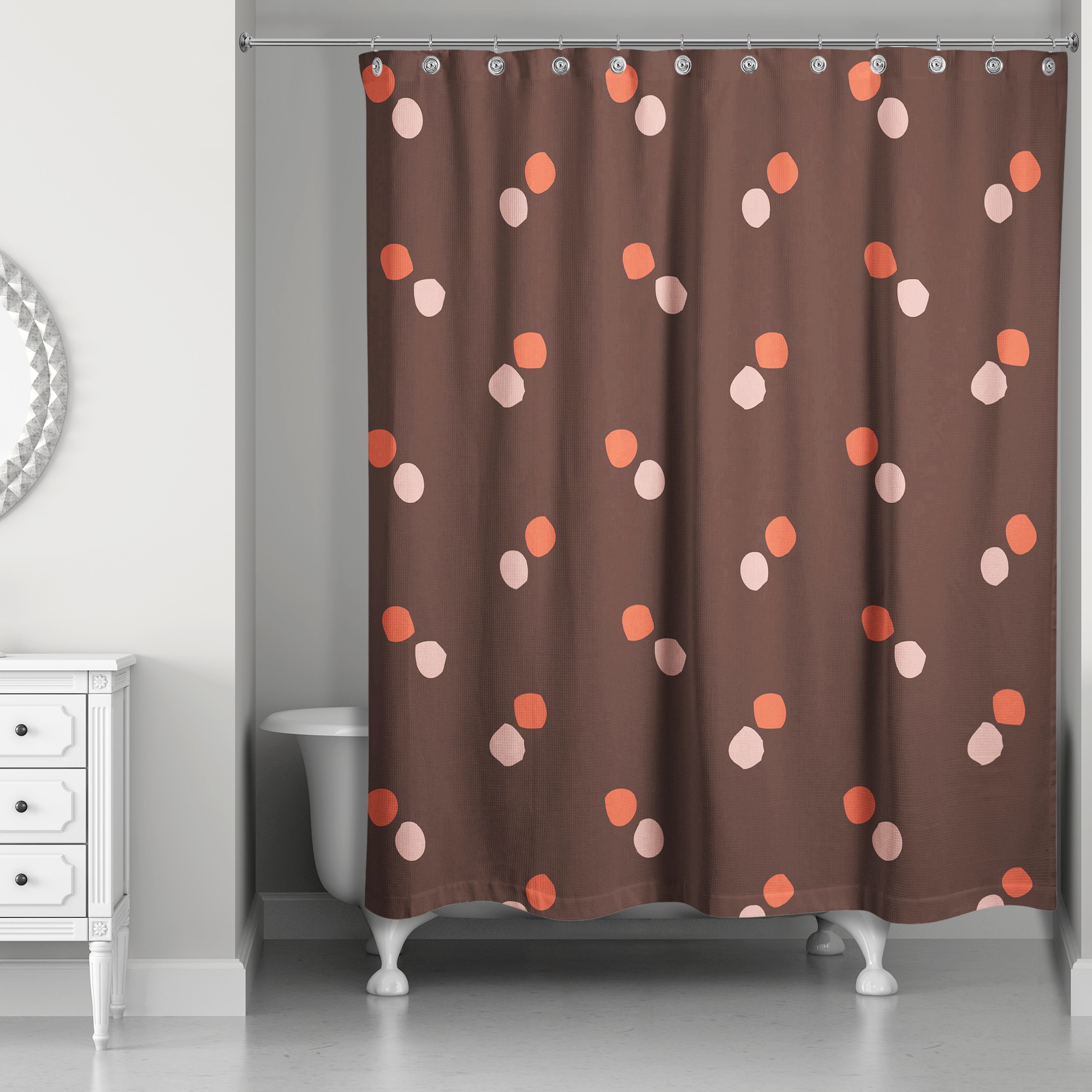 Polka Dots in Red and Pink 71x74 Shower Curtain