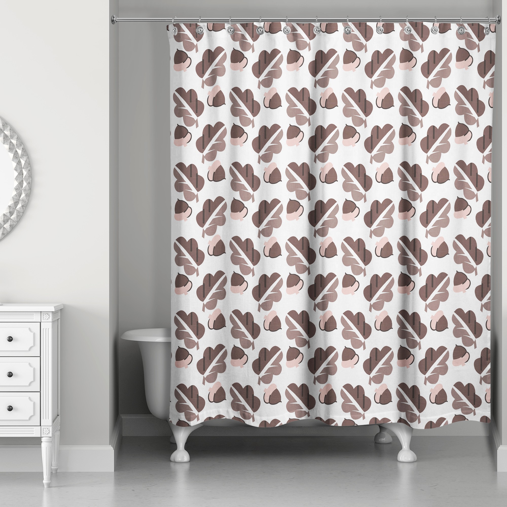 Acorns and Leaves Pattern in Brown 71x74 Shower Curtain