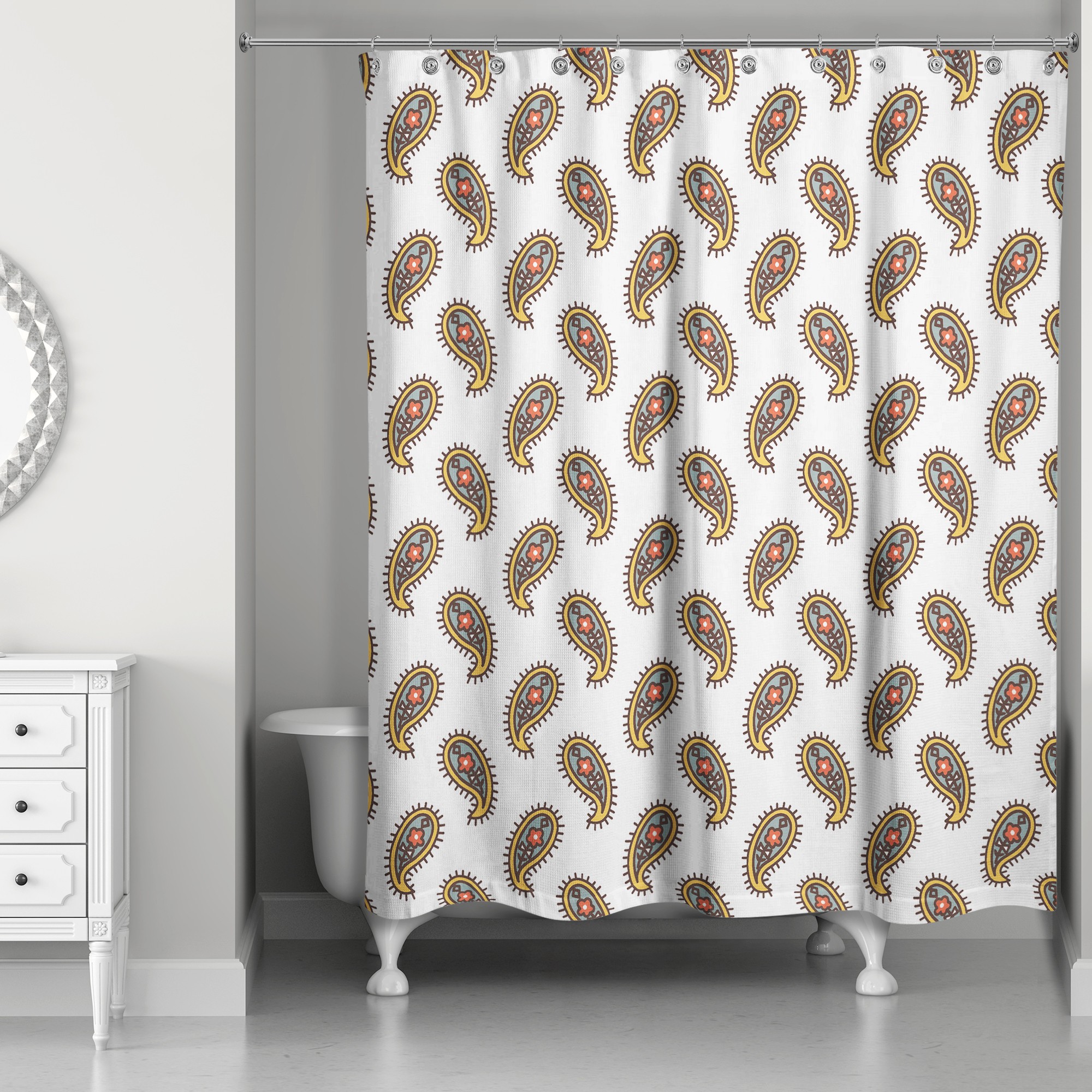 Paisley Pattern 71x74 Shower Curtain