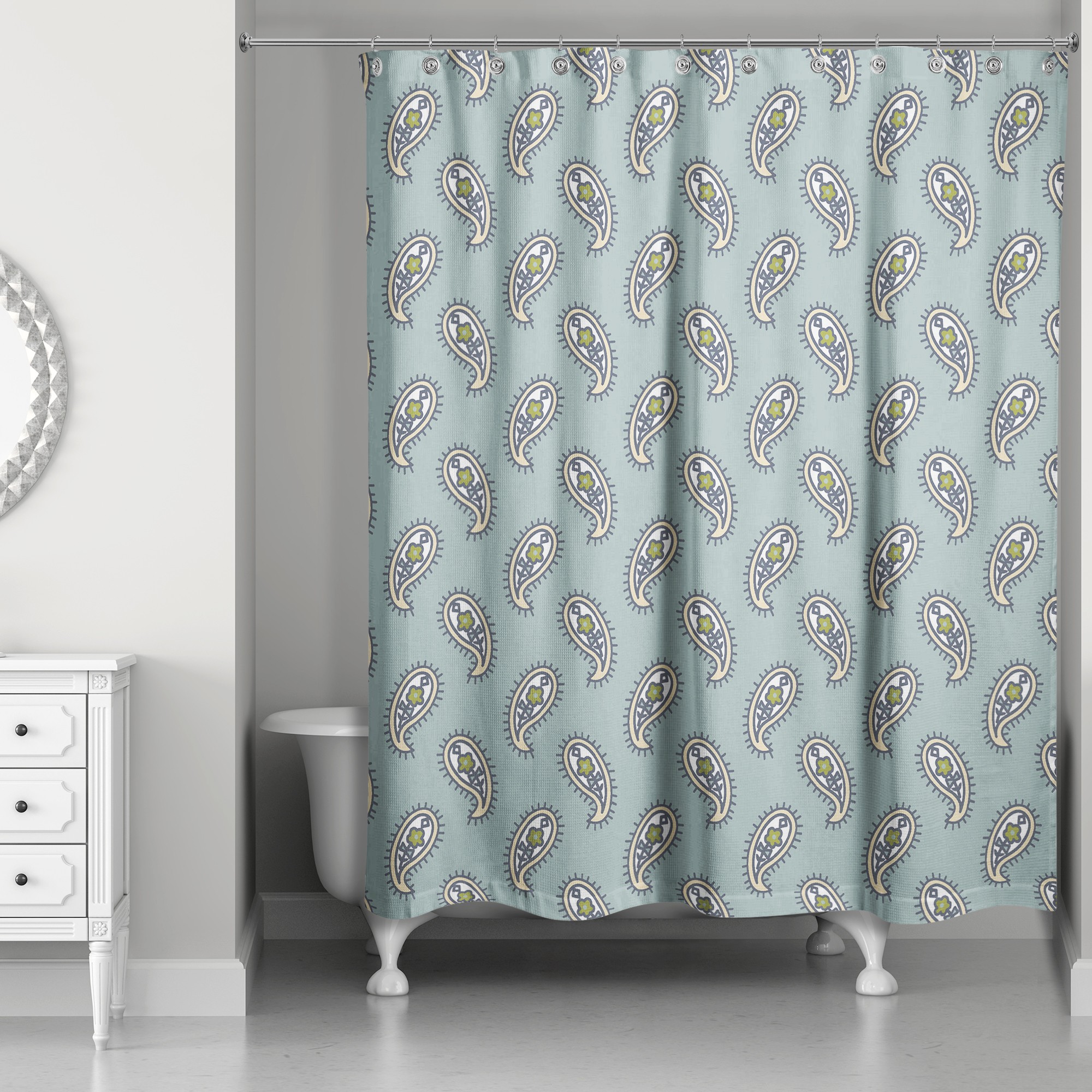 Paisley Pattern in Blue 71x74 Shower Curtain