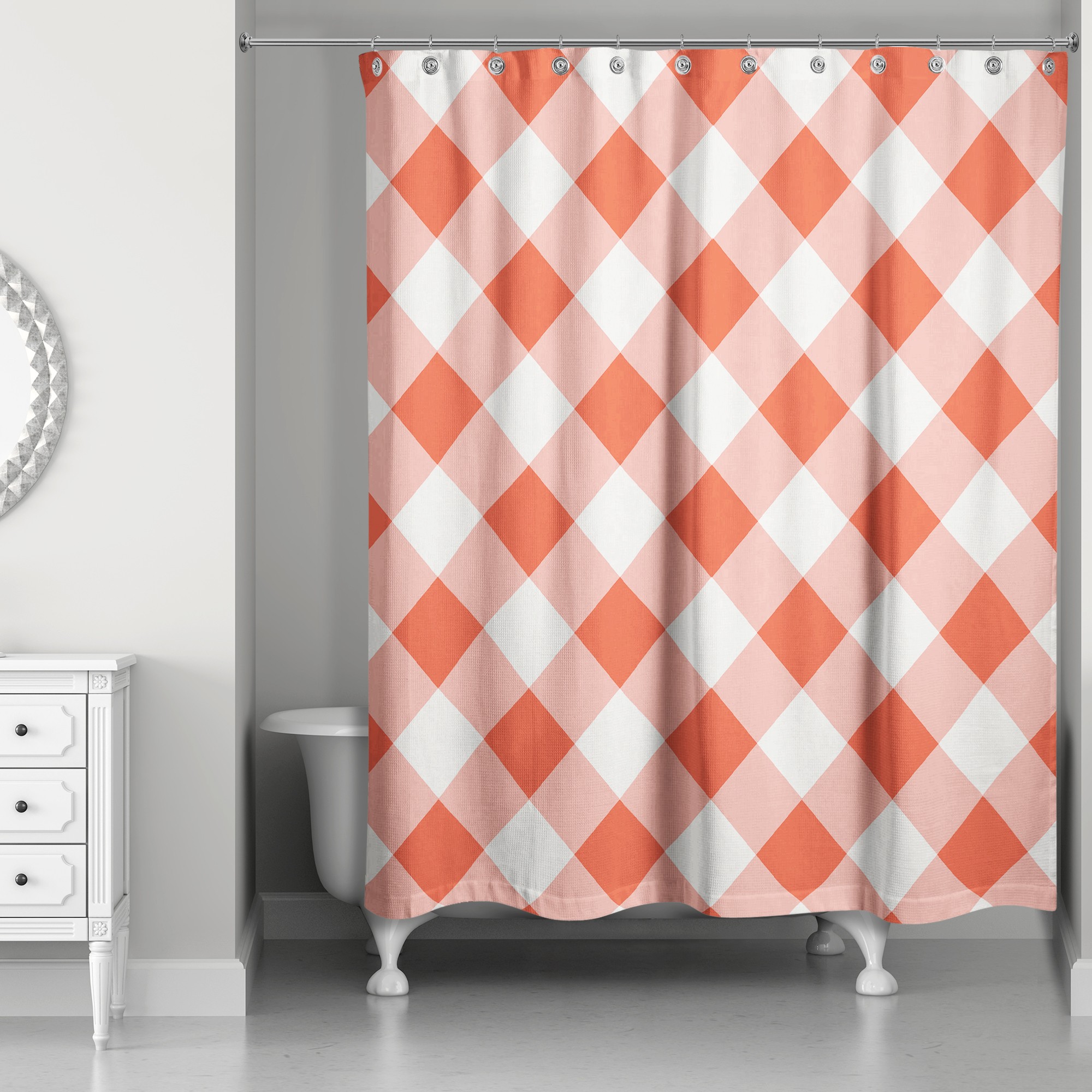 Red Plaid 71x74 Shower Curtain