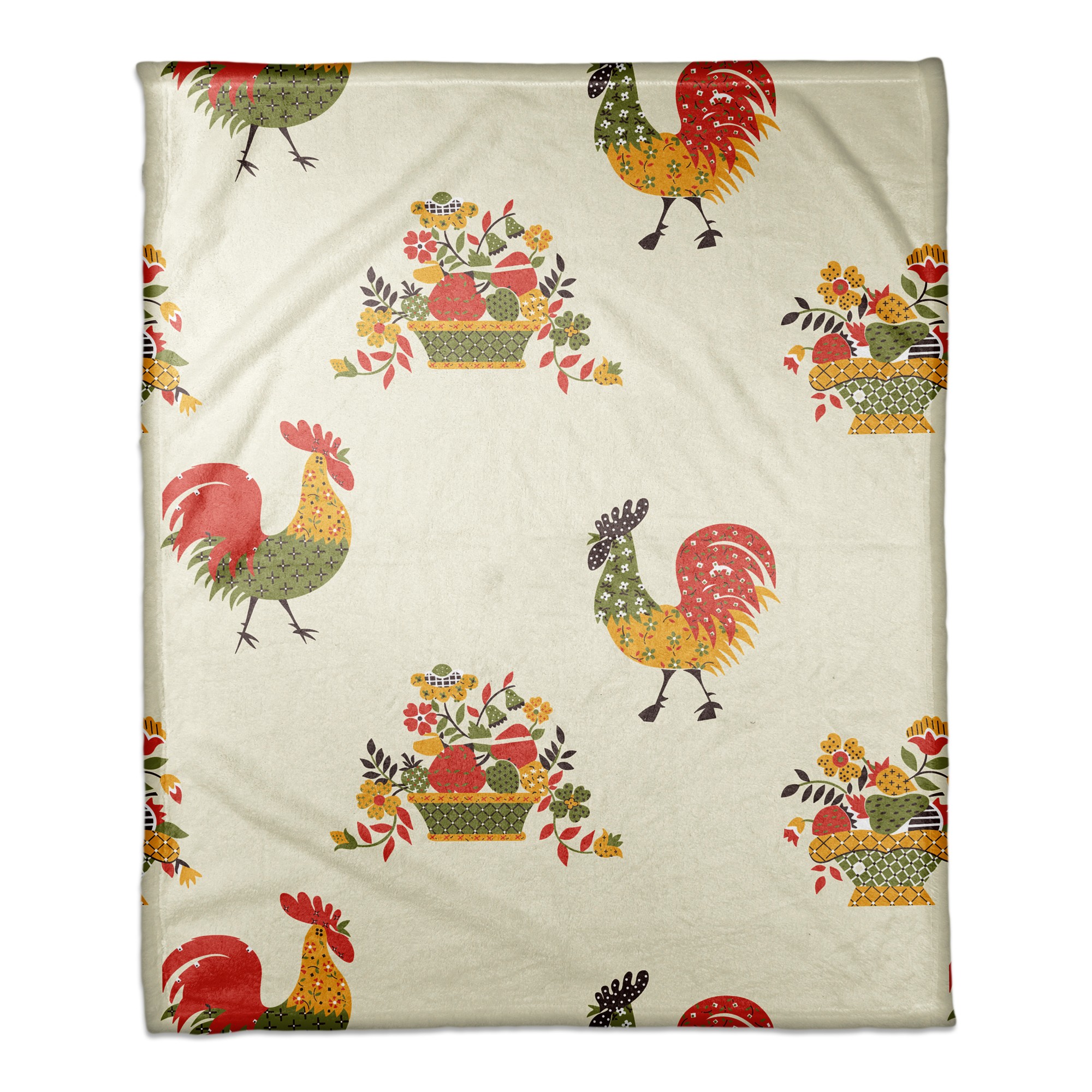 Rooster Pattern 50x60 Coral Fleece Blanket