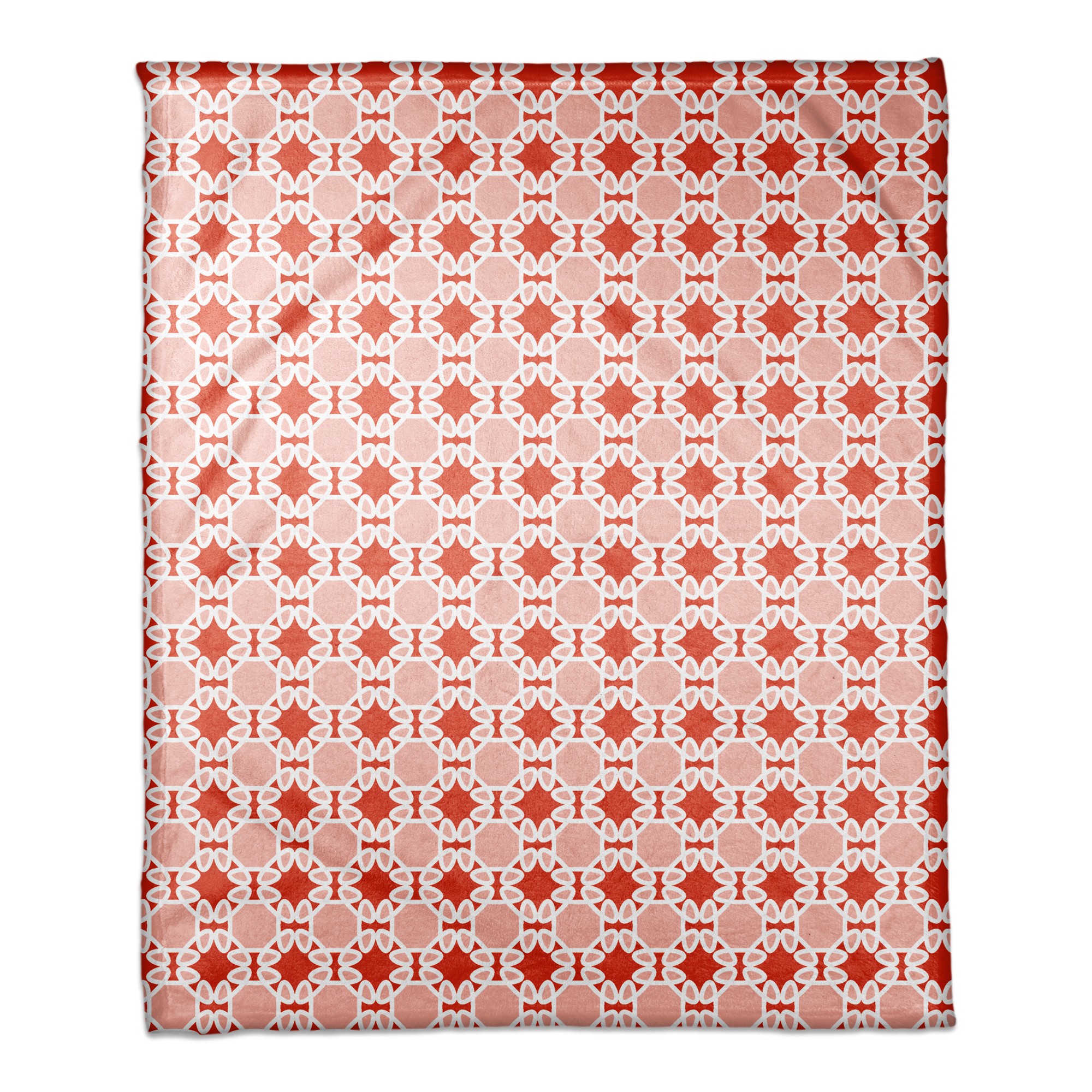 Folk Lattice Pattern in Red 50x60 Coral Fleece Blanket