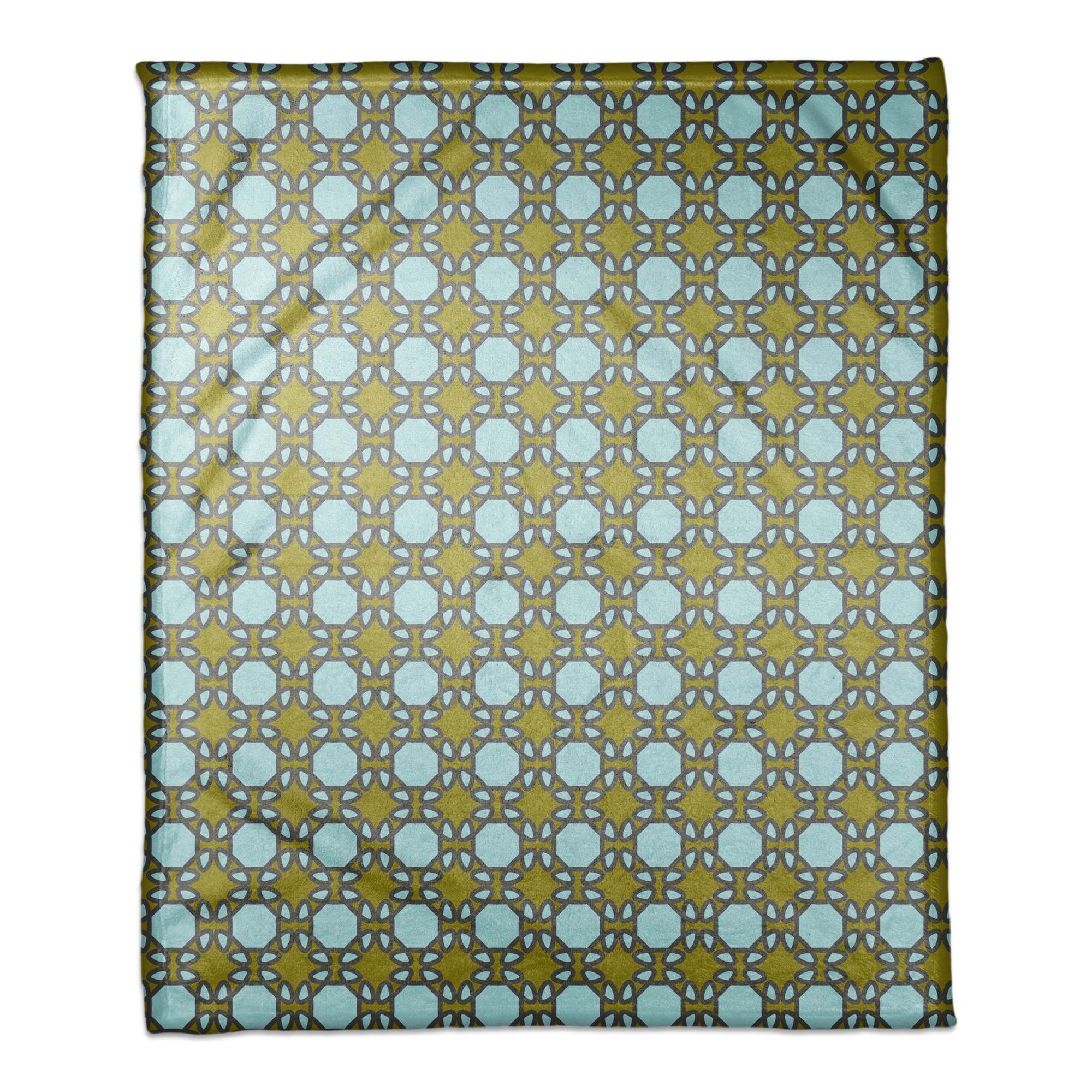 Folk Lattice Pattern in Green 50x60 Coral Fleece Blanket