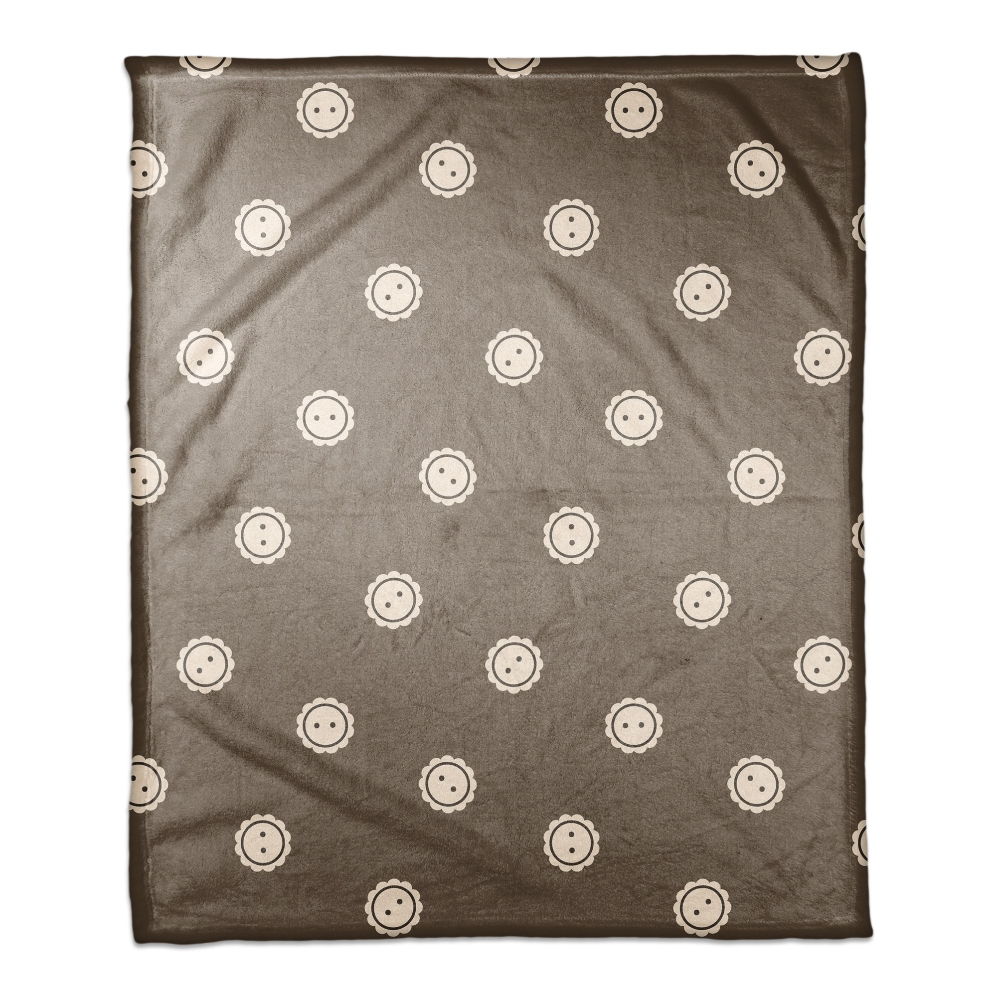 Tan Button Pattern 50x60 Coral Fleece Blanket