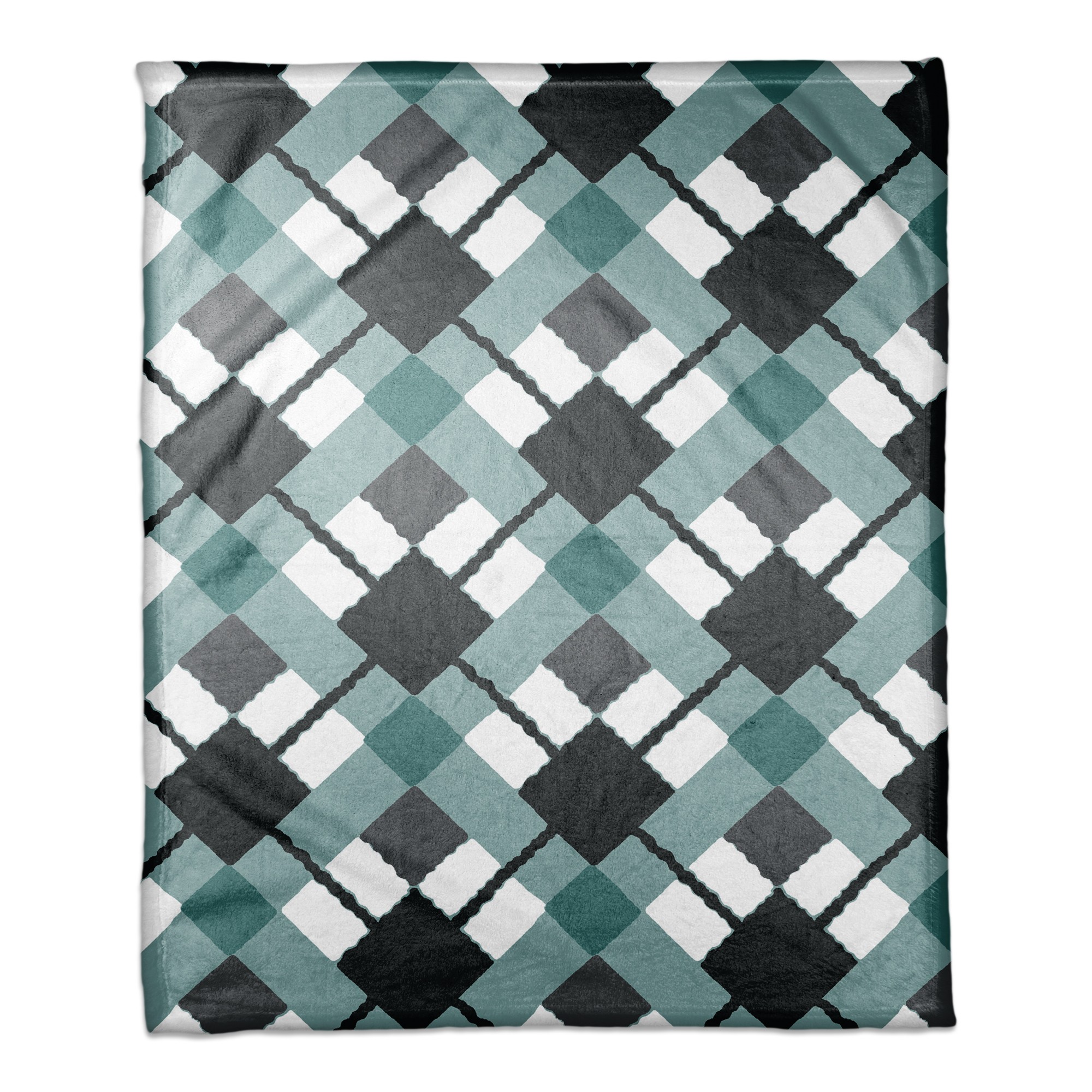 Blue Argyle 50x60 Coral Fleece Blanket