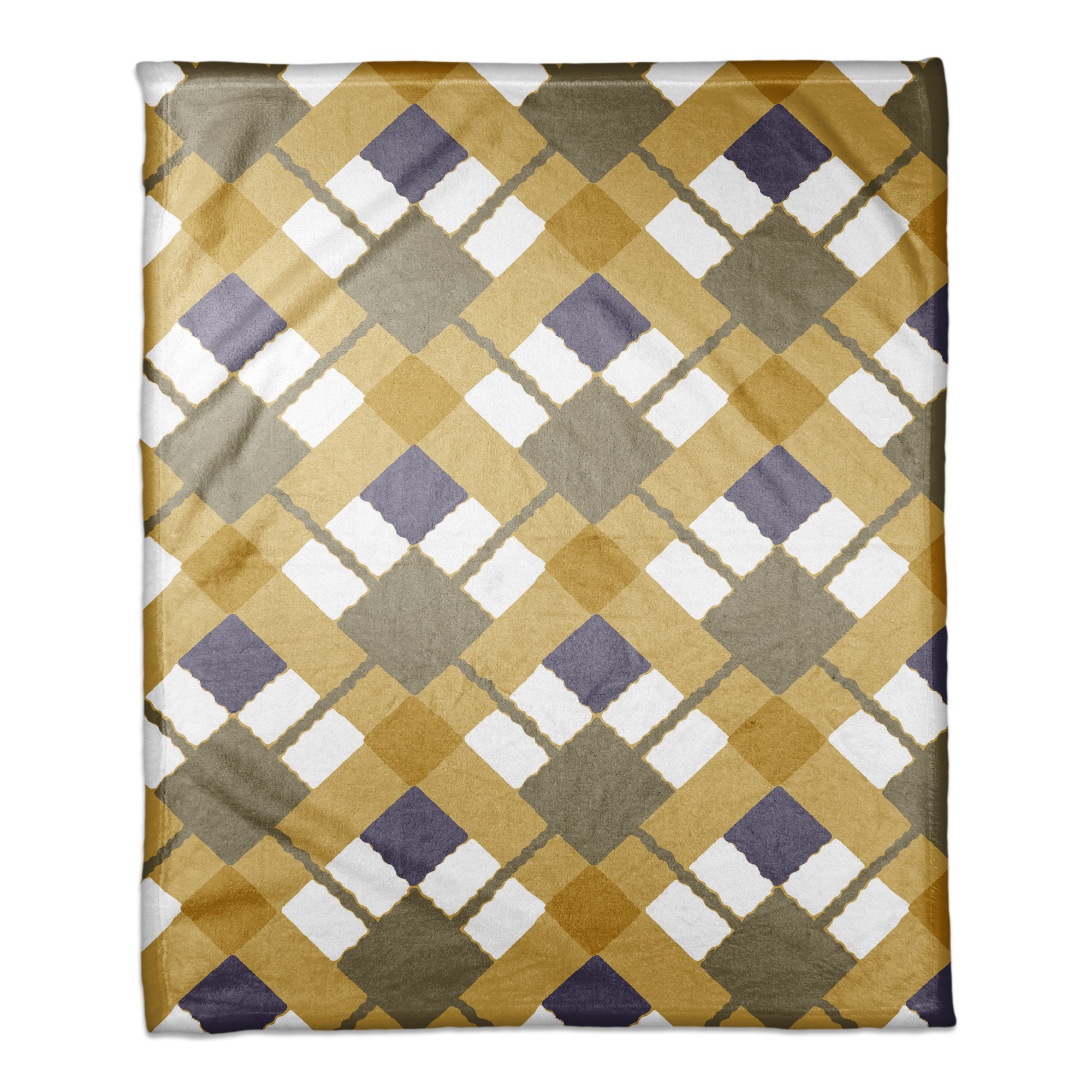 Yellow Argyle 50x60 Coral Fleece Blanket