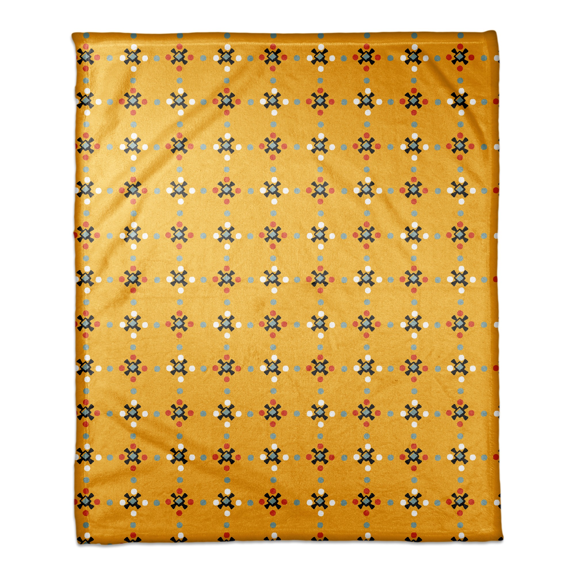 Whimsical Folk Pattern in Yellow 50x60 Coral Fleece Blanket