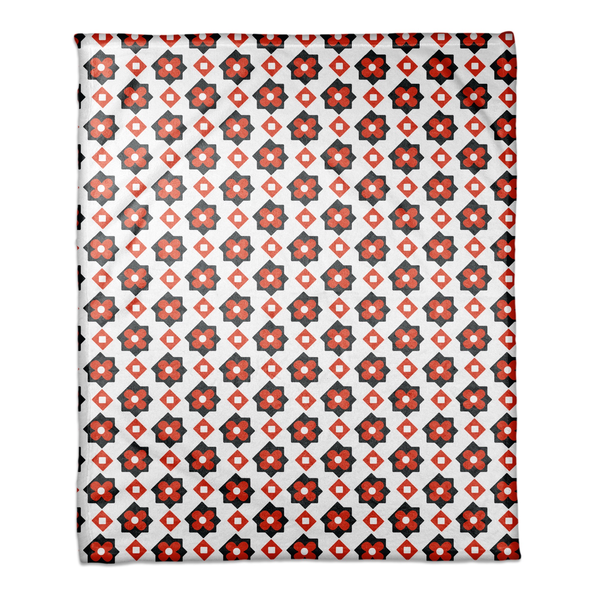 Red Flower Pattern 50x60 Coral Fleece Blanket