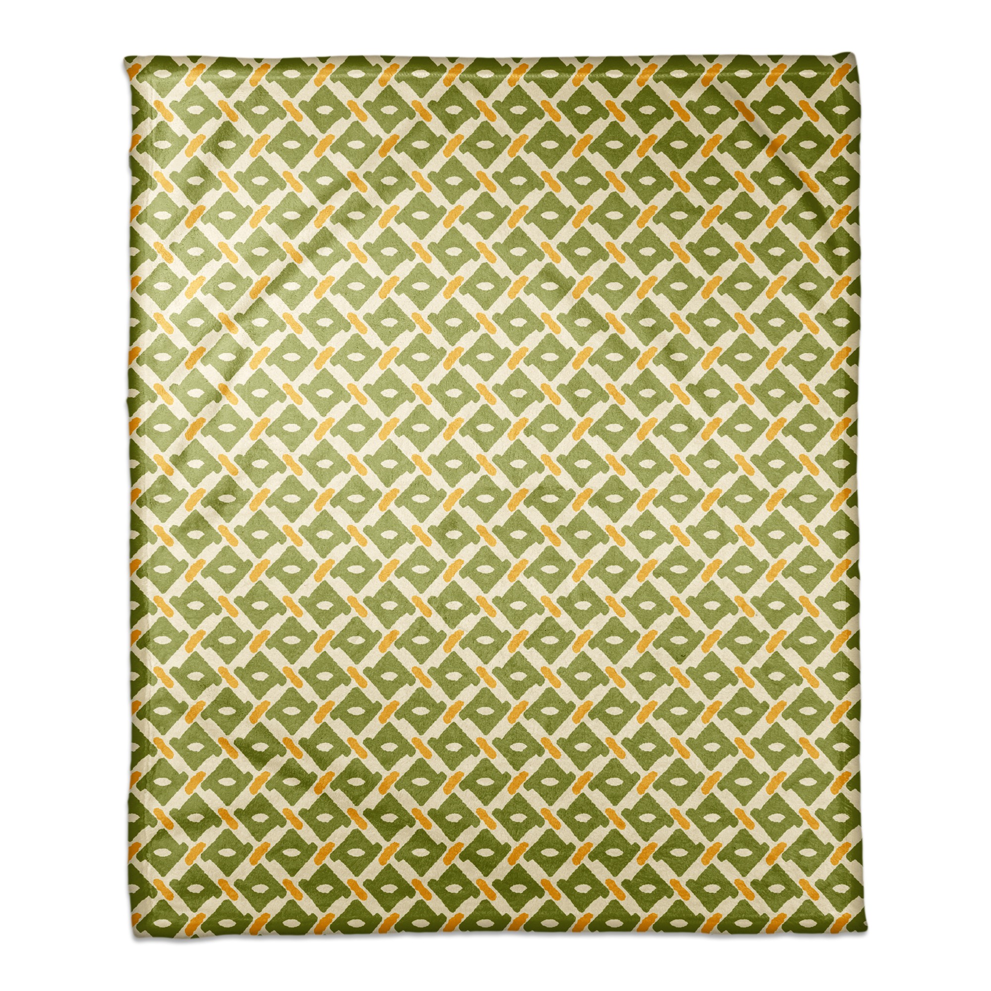 Whimsical Diamond Pattern in Green 50x60 Coral Fleece Blanket