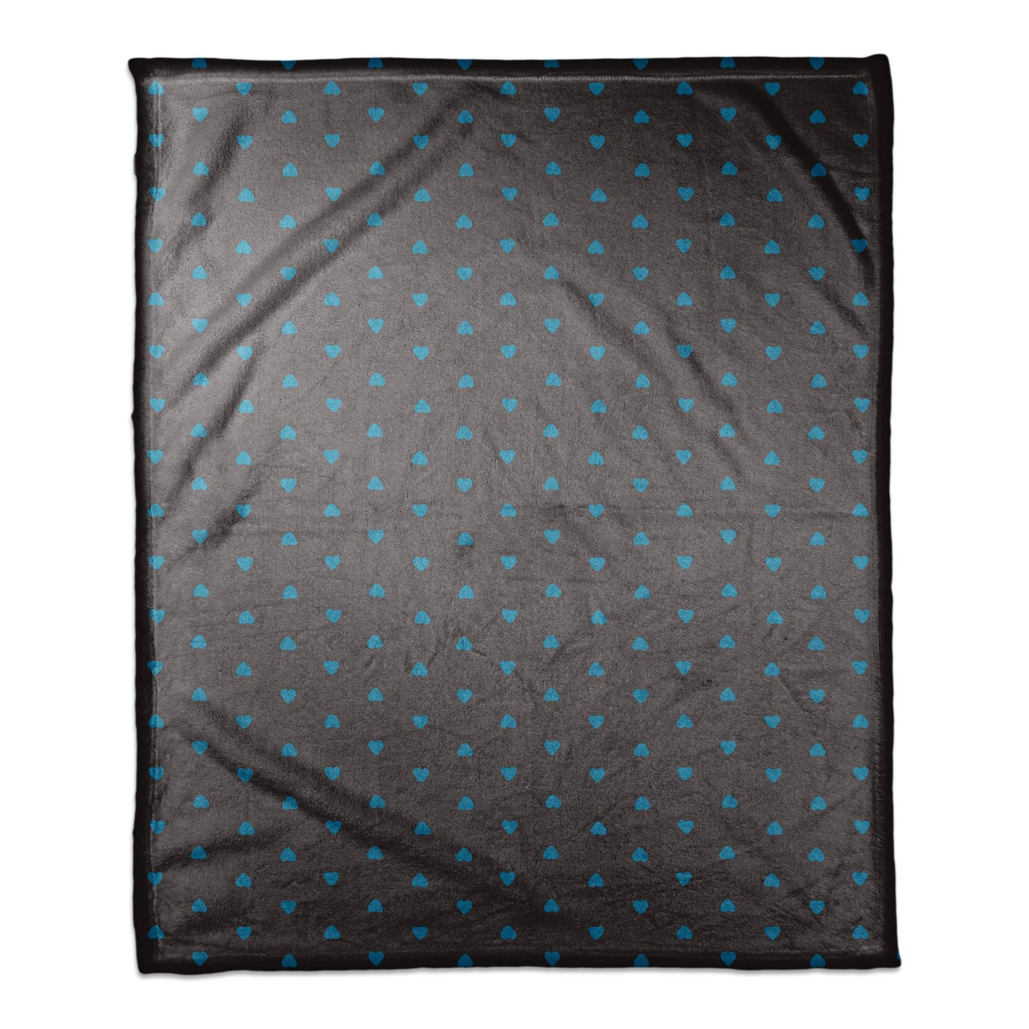 Tiny Hearts Pattern in Blue and Gray 50x60 Coral Fleece Blanket