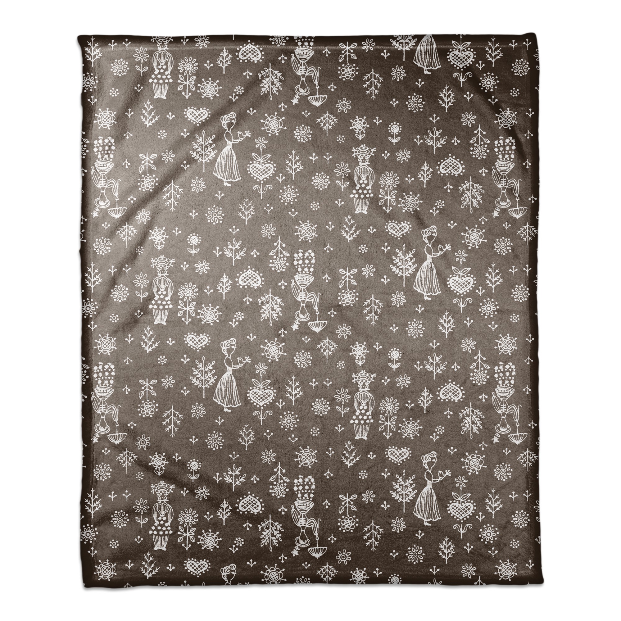 Whimsical Women in Brown 50x60 Coral Fleece Blanket