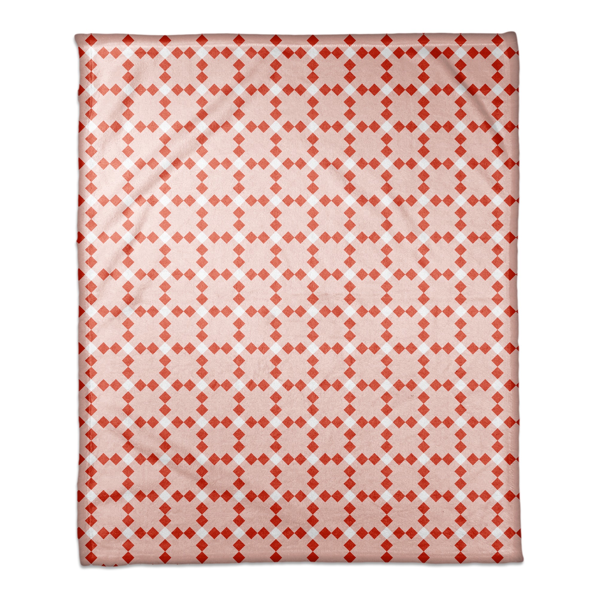 Red Check Plaid 50x60 Coral Fleece Blanket