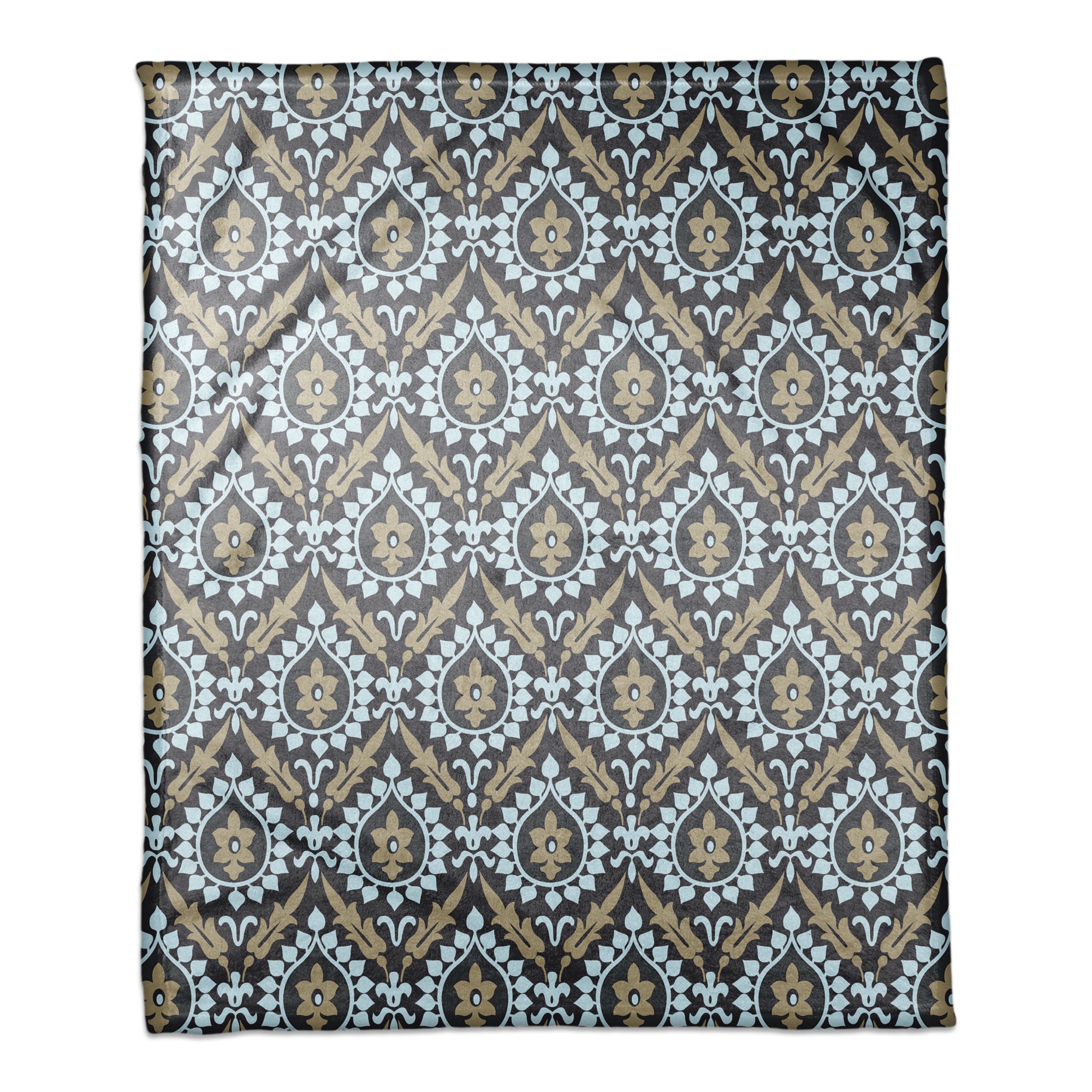 Ikat in Brown and Blue 50x60 Coral Fleece Blanket